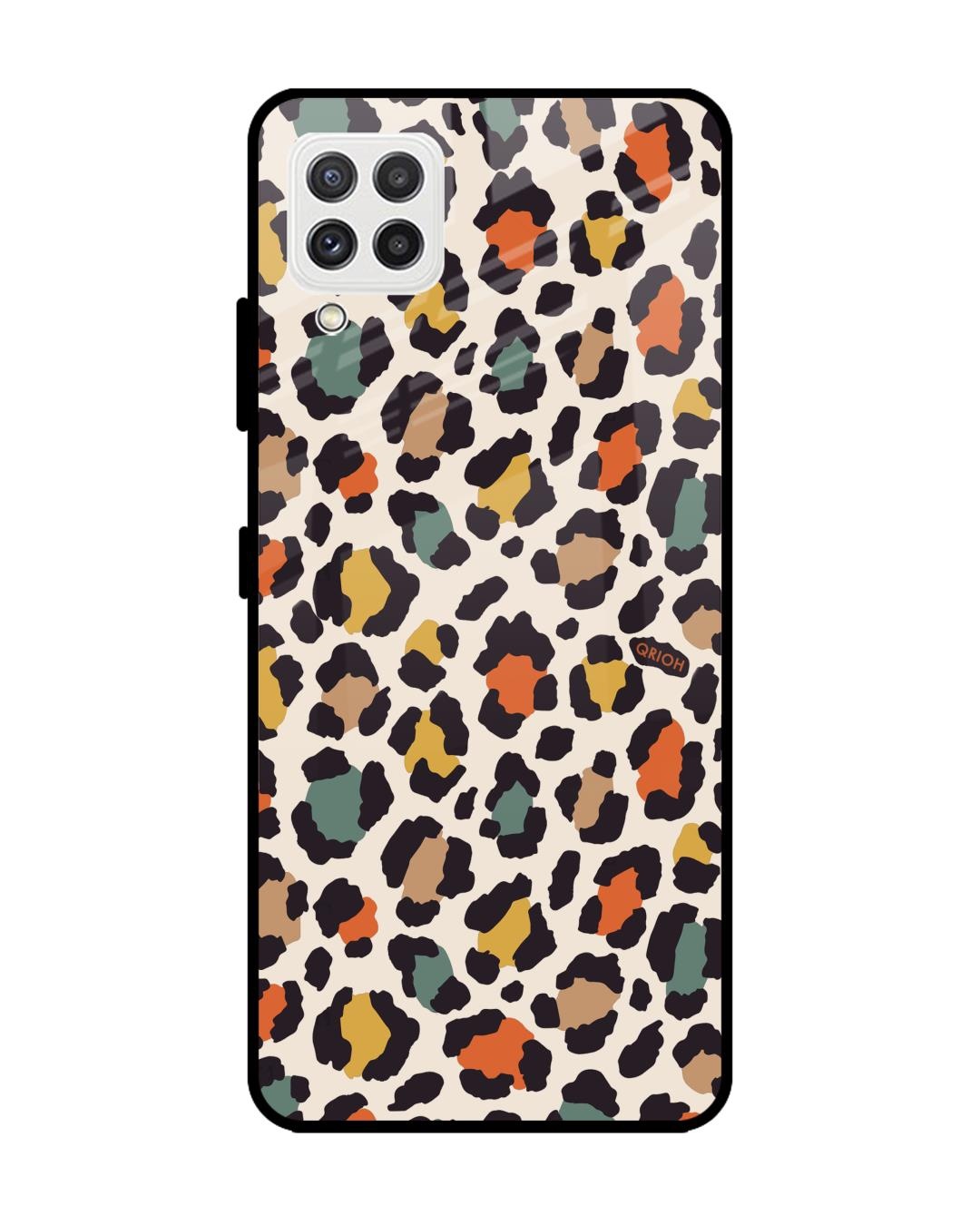 Shop Leopard Printed Premium Glass Cover For  A22(Impact Resistant, Matte Finish)-Front