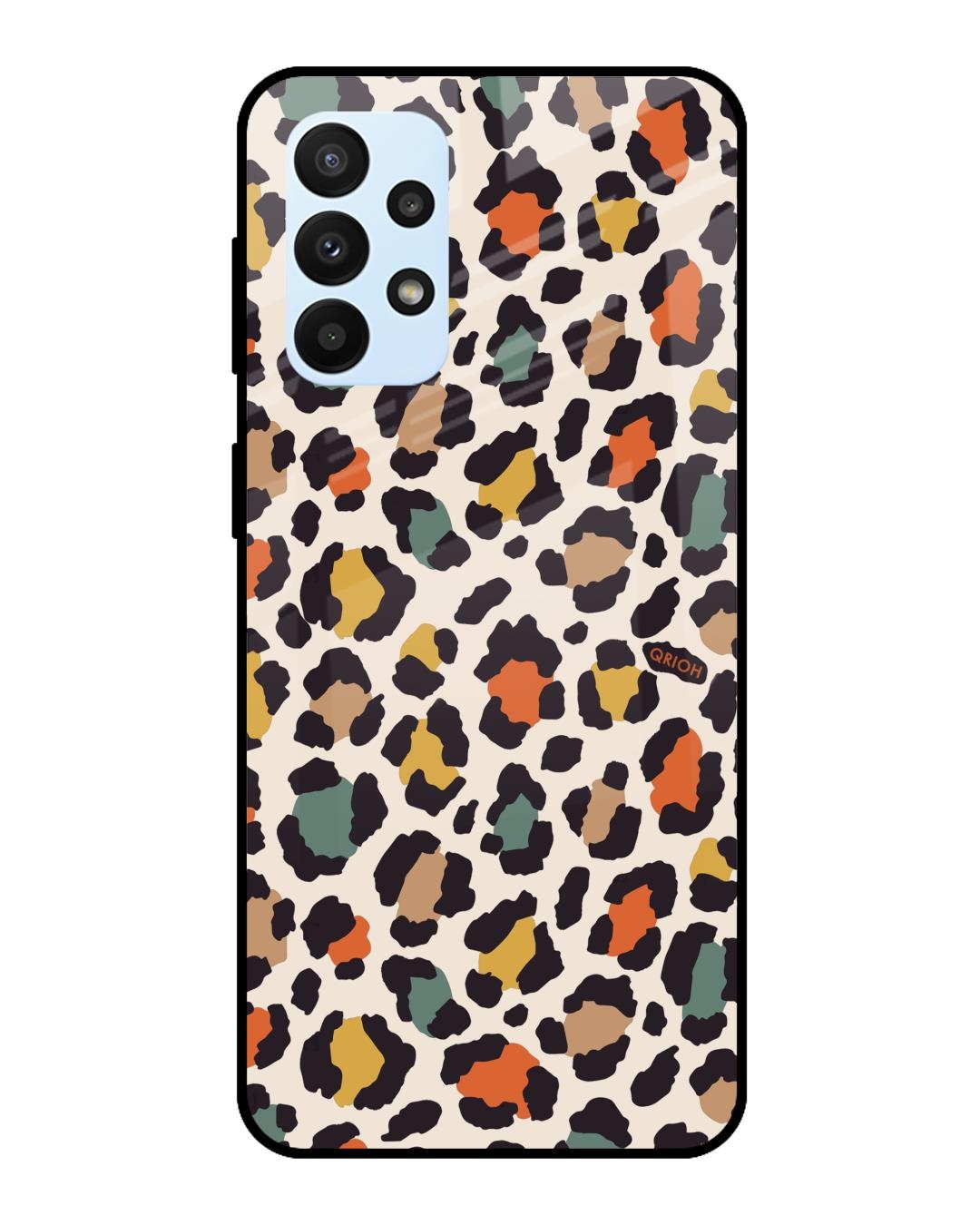 Shop Leopard Printed Premium Glass Cover For  A23(Impact Resistant, Matte Finish)-Back