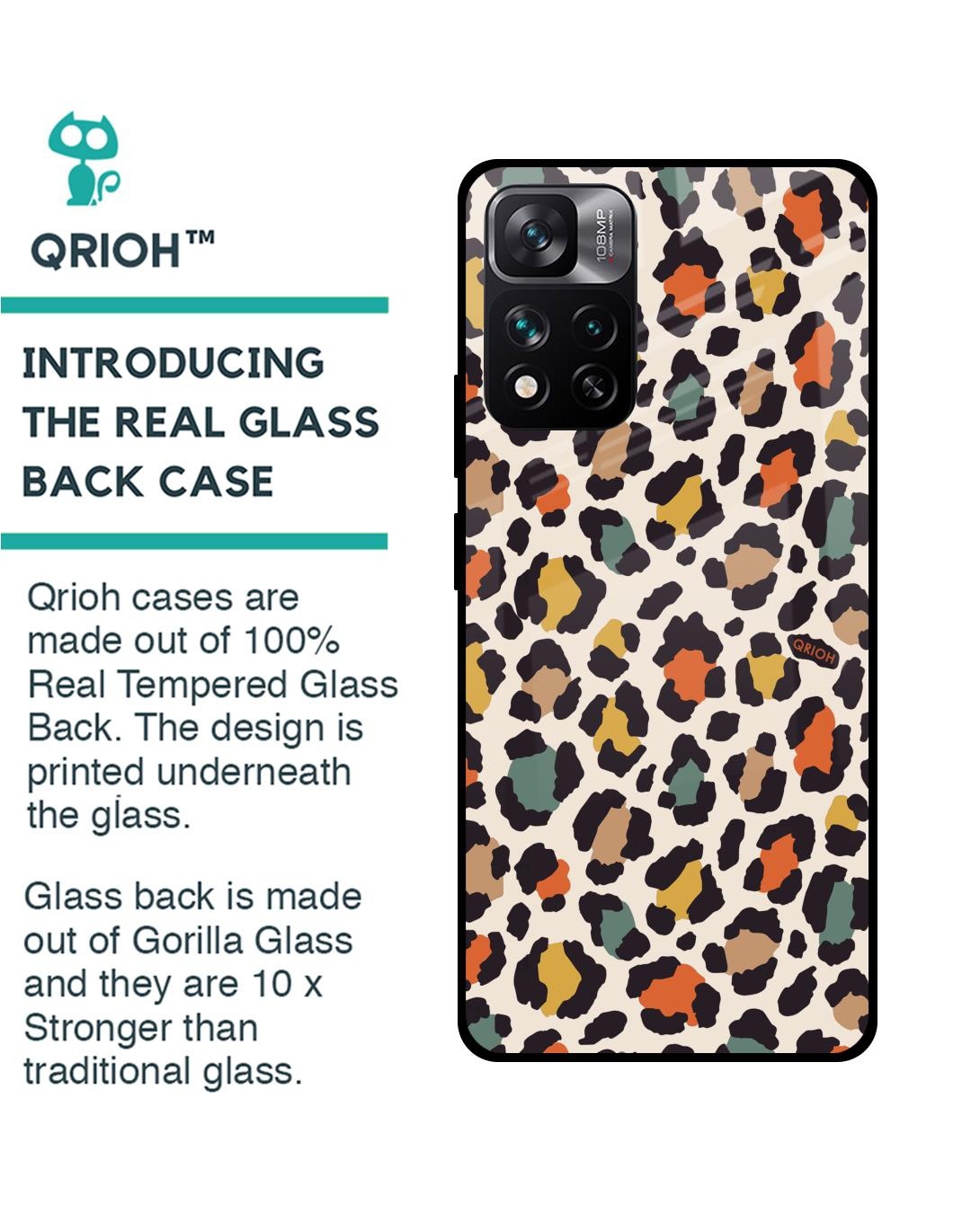 Shop Leopard Printed Premium Glass Cover For Mi 11i (Impact Resistant, Matte Finish)-Back