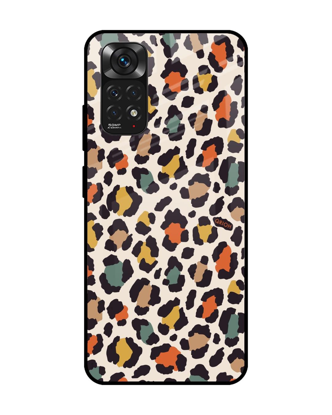 Shop Leopard Printed Premium Glass Cover For Redmi Note 11 (Impact Resistant, Matte Finish)-Front