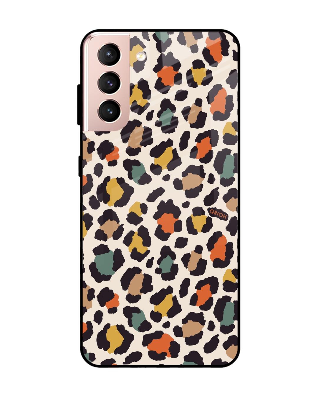 Shop Leopard Printed Premium Glass Cover For  S21(Impact Resistant, Matte Finish)-Front