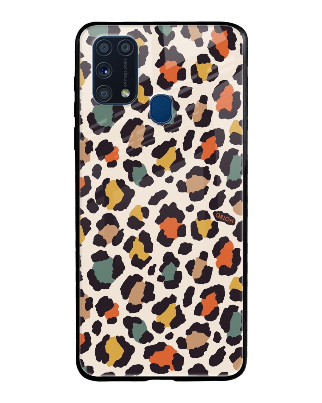 Shop Leopard Printed Premium Glass Cover For Samsung Galaxy M31(Impact Resistant, Matte Finish)-Back