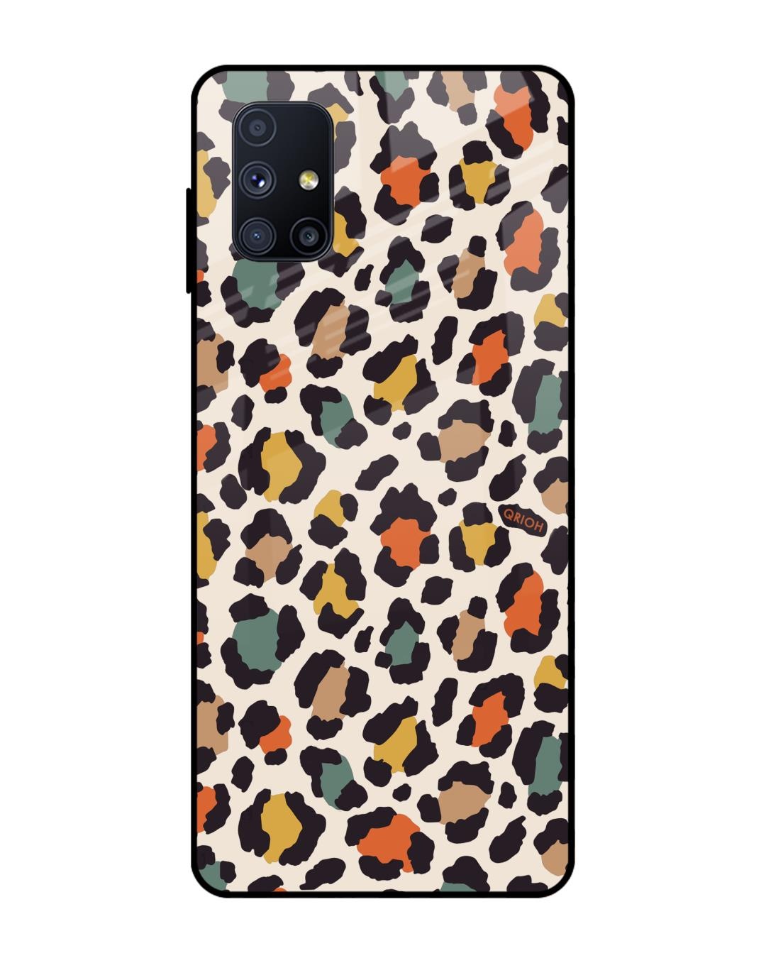 Shop Leopard Printed Premium Glass Cover For Samsung Galaxy M51(Impact Resistant, Matte Finish)-Back
