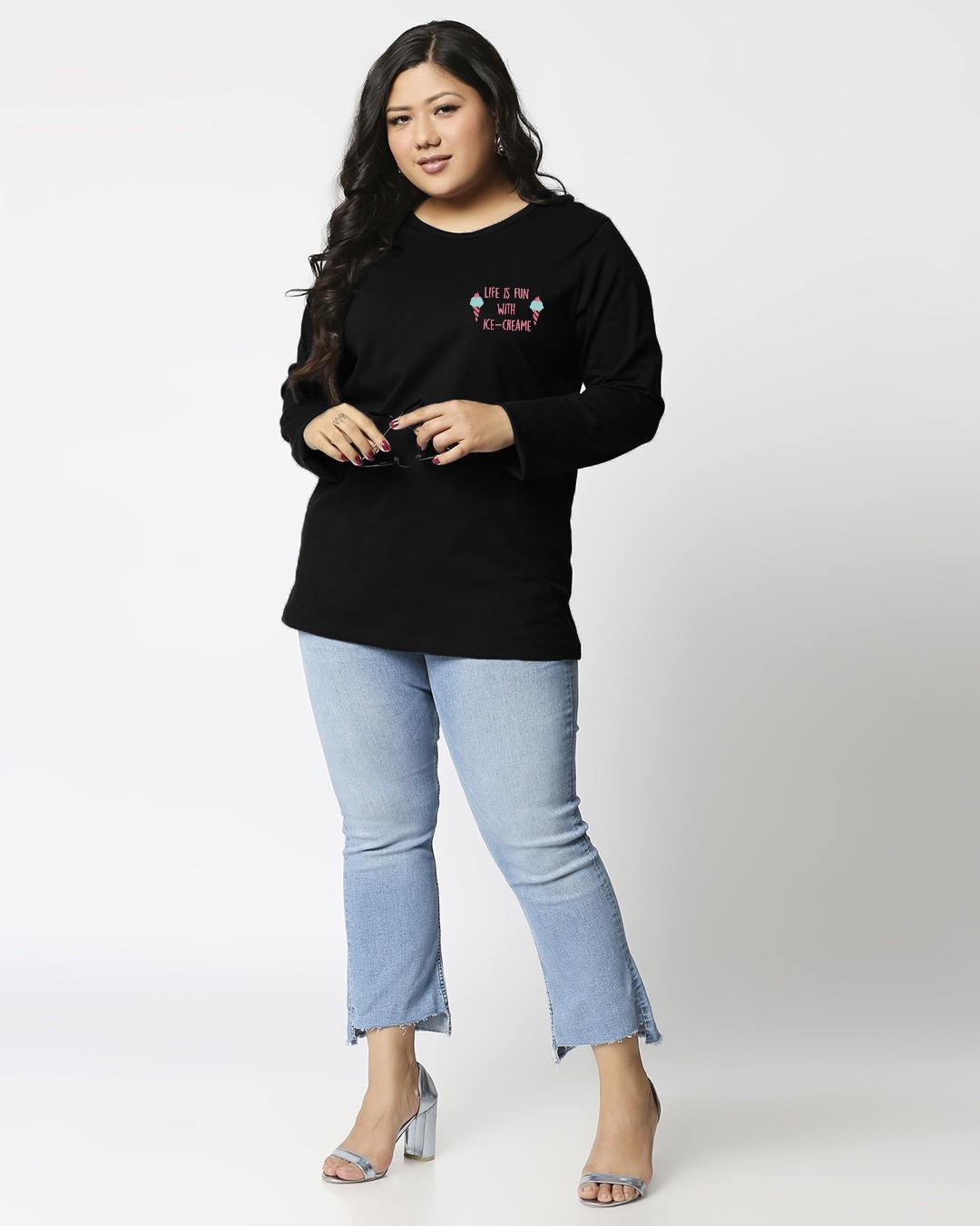 Shop Life's Fun With Ice Cream(TJL) Full Sleeve Plus Size T-Shirt