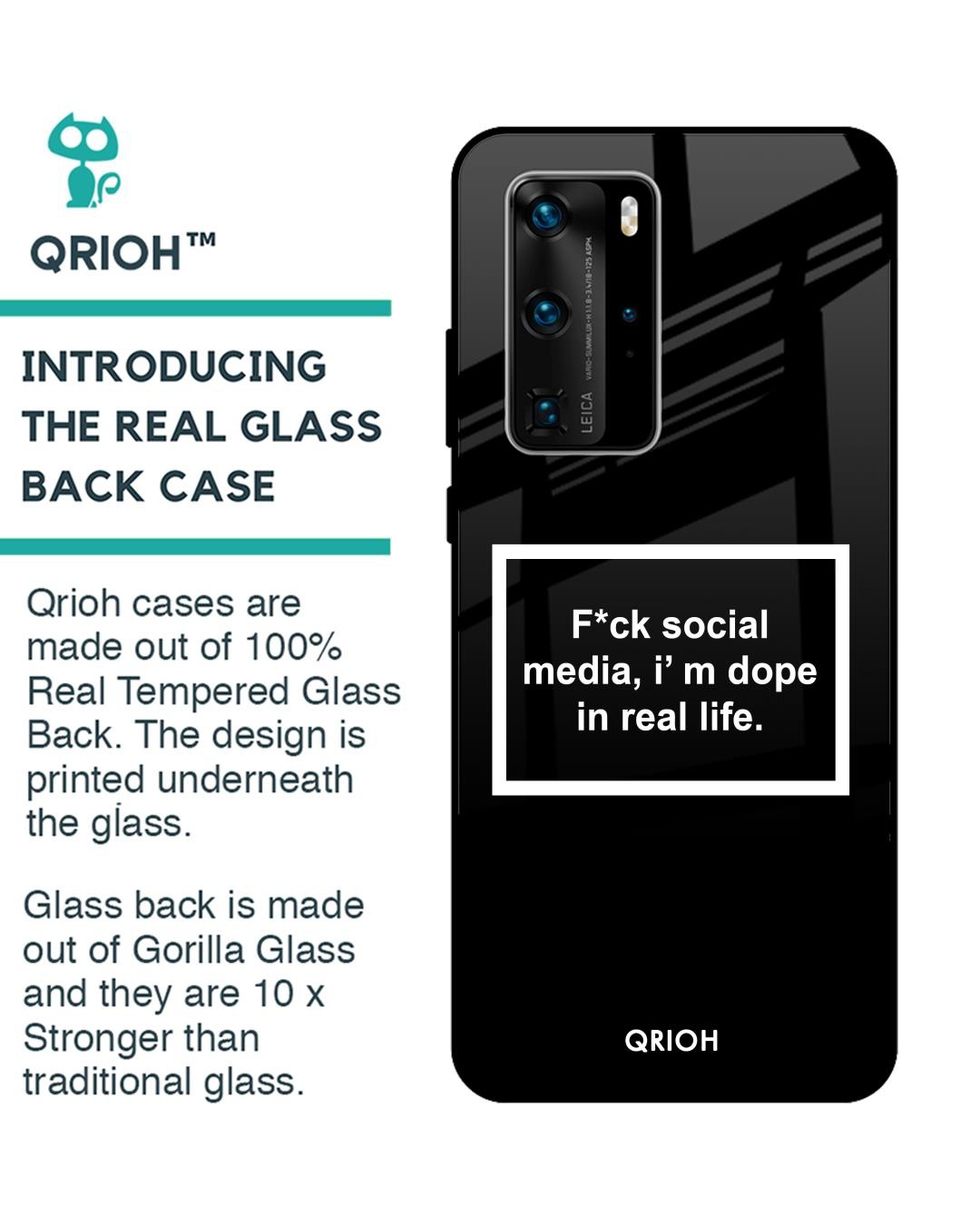 Shop Life Typography Premium Glass Cover For Huawei P40 Pro (Impact Resistant, Matte Finish)-Back