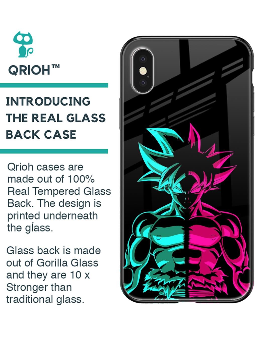 Shop Light On Goku Premium Glass Case for Apple iPhone X (Shock Proof,Scratch Resistant)-Back