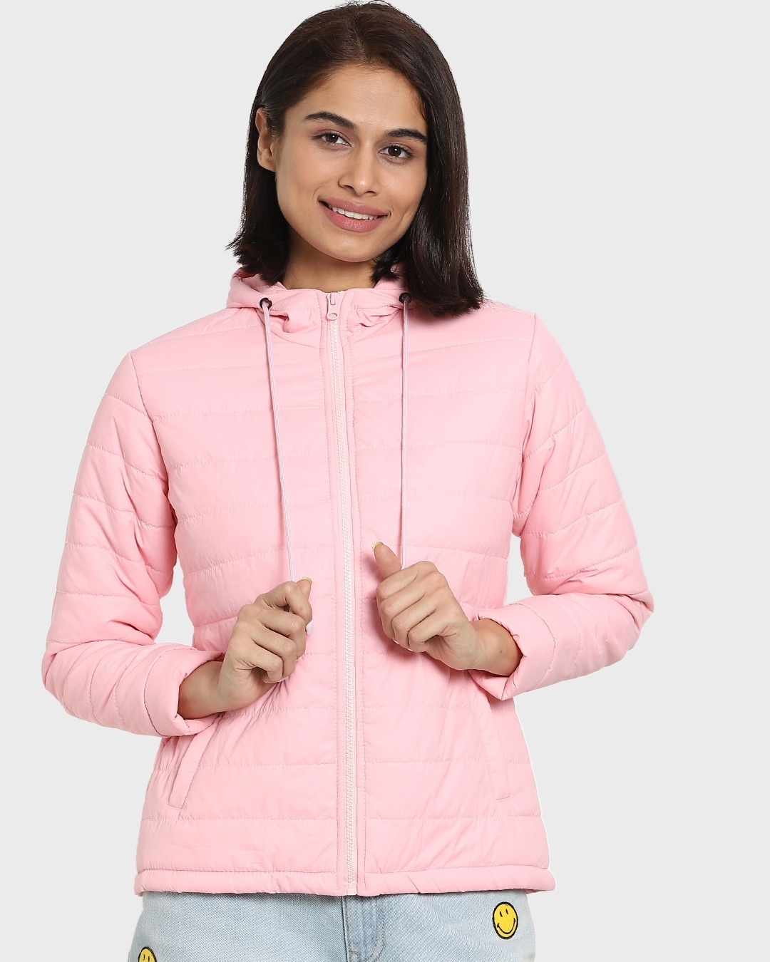Shop Light Pink Basic Puffer Jacket-Back