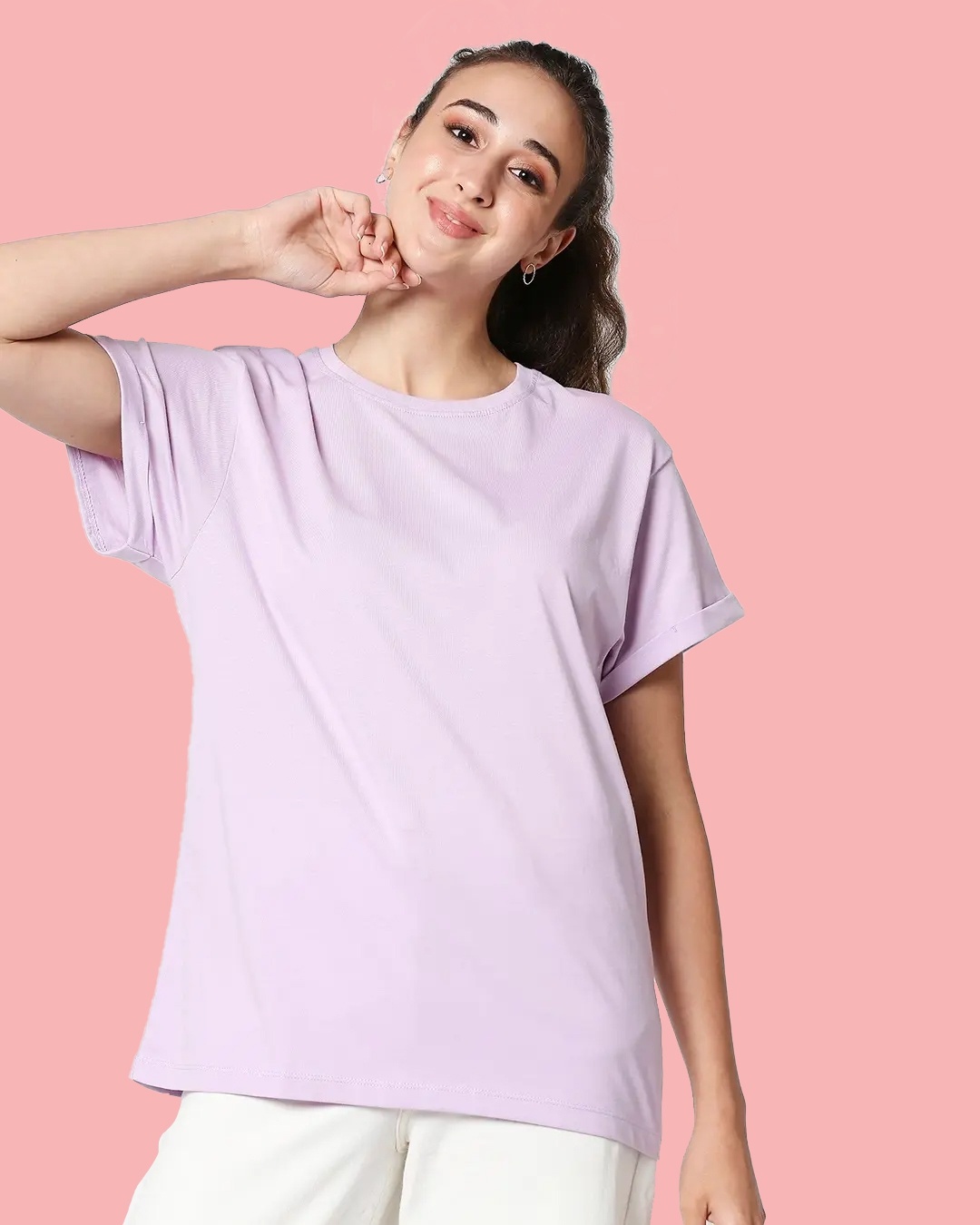 Shop Lilac Bloom Boyfriend T-Shirt-Front