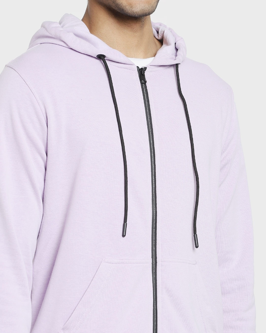 Shop Lilac Zipper Hoodie Sweatshirt
