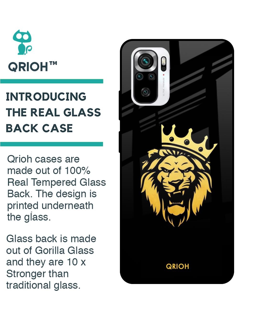 Shop Lion The King Printed Premium Glass Case for Redmi Note 11 SE (Shock Proof,Scratch Resistant)-Back