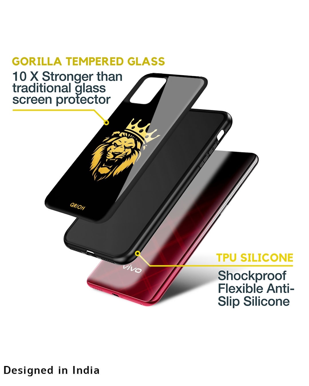 Shop Lion The King Printed Premium Glass Case for Vivo iQOO 11 (Shock Proof,Scratch Resistant)-Design
