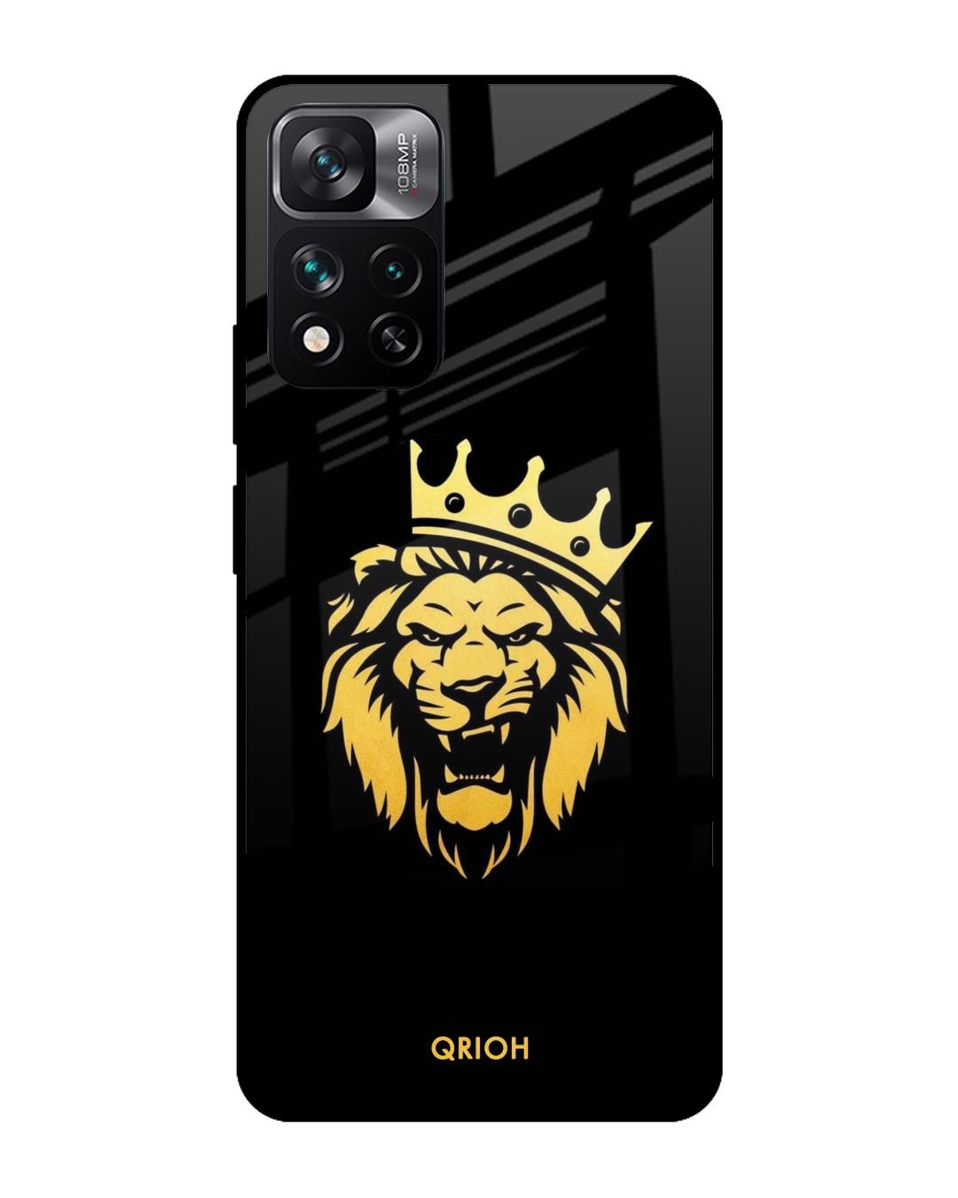 Shop Lion The King Printed Premium Glass Cover For Mi 11i (Impact Resistant, Matte Finish)-Front