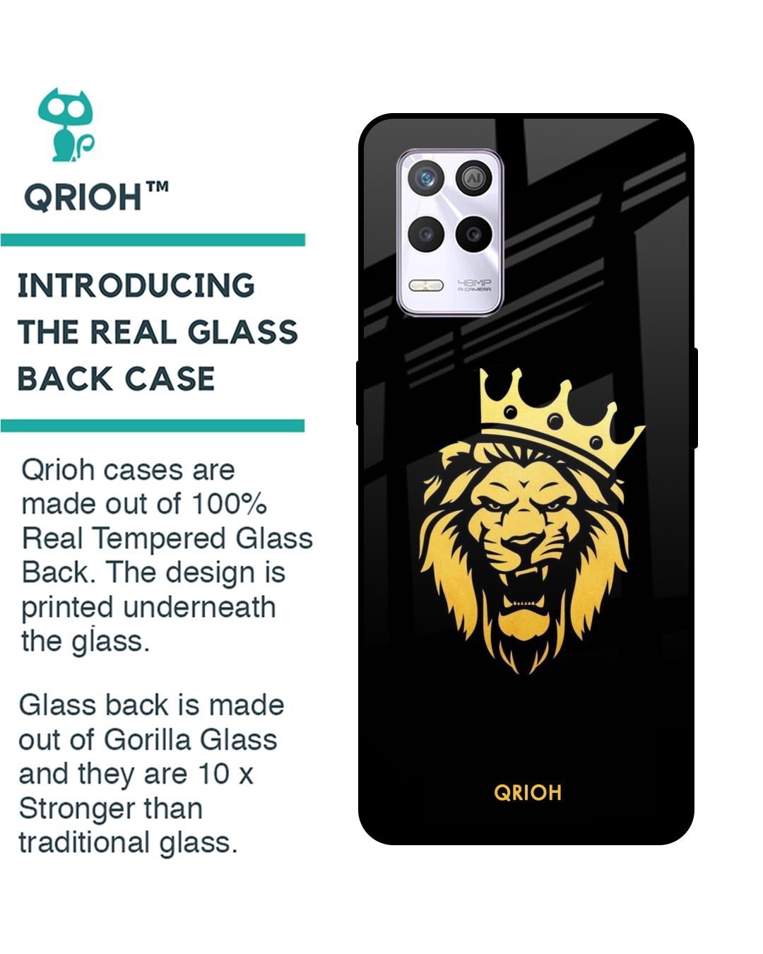 Shop Lion The King Printed Premium Glass Cover for Realme 9 5G (Shock Proof, Scratch Resistant)-Back