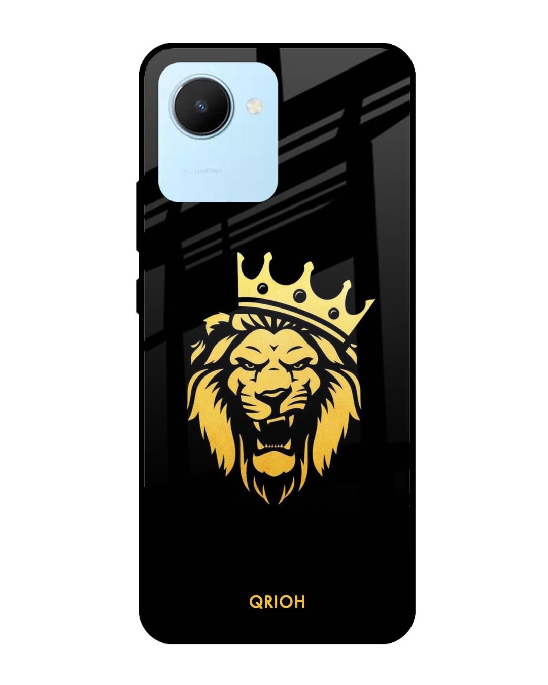 Shop Lion The King Printed Premium Glass Cover for Realme C30 (Shock Proof, Scratch Resistant)-Front