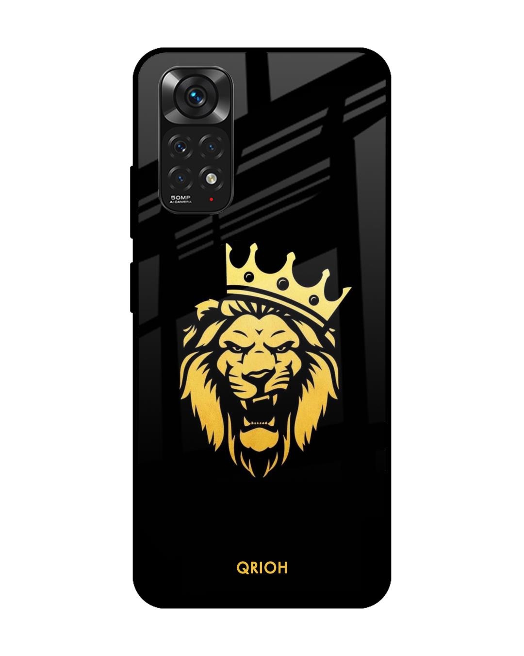 Shop Lion The King Printed Premium Glass Cover For Redmi Note 11 (Impact Resistant, Matte Finish)-Front