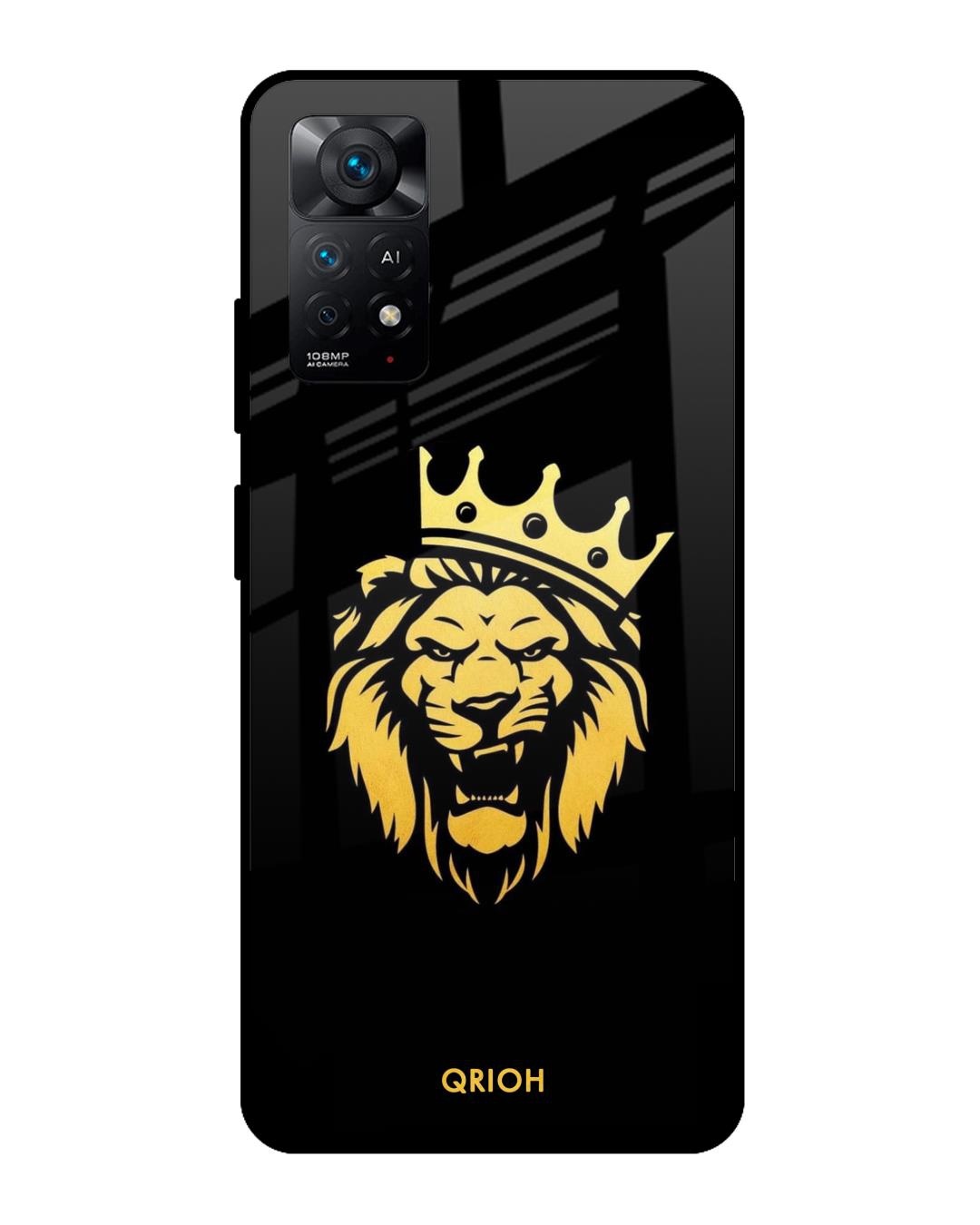 Shop Lion The King Printed Premium Glass Cover For Redmi Note 11 Pro 5G (Impact Resistant, Matte Finish)-Front
