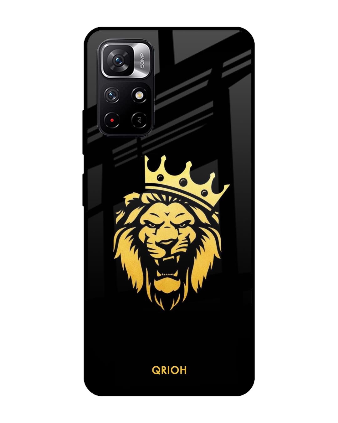 Shop Lion The King Printed Premium Glass Cover For Redmi Note 11T 5G (Impact Resistant, Matte Finish)-Front