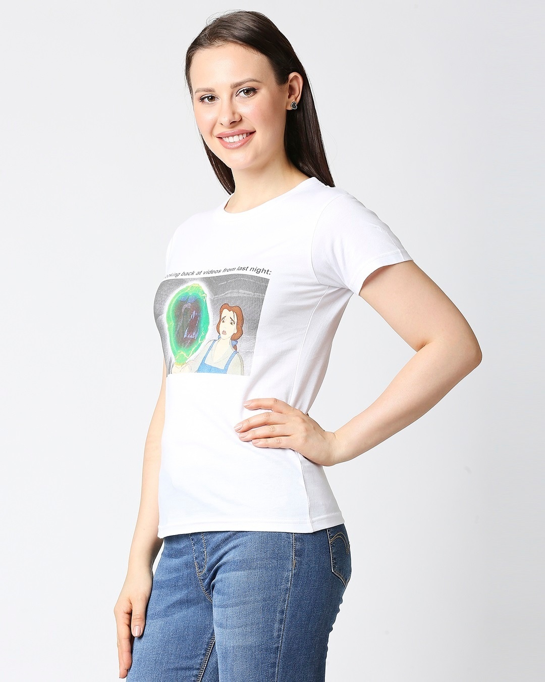 Shop Women's Looking Back Slim Fit Hyper Print T-shirt-Design