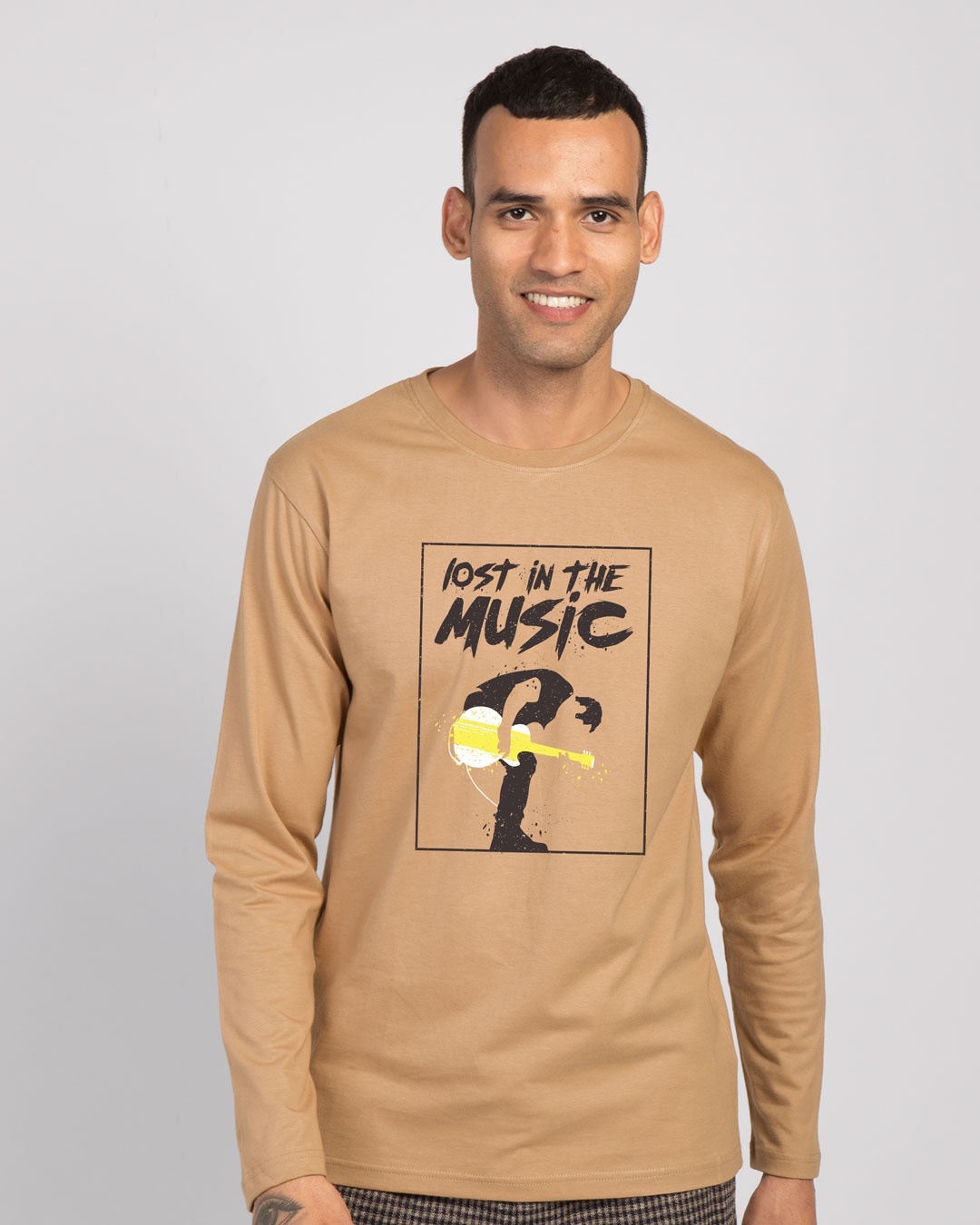 Shop Lost In The Guitar Full Sleeve T-Shirt-Front