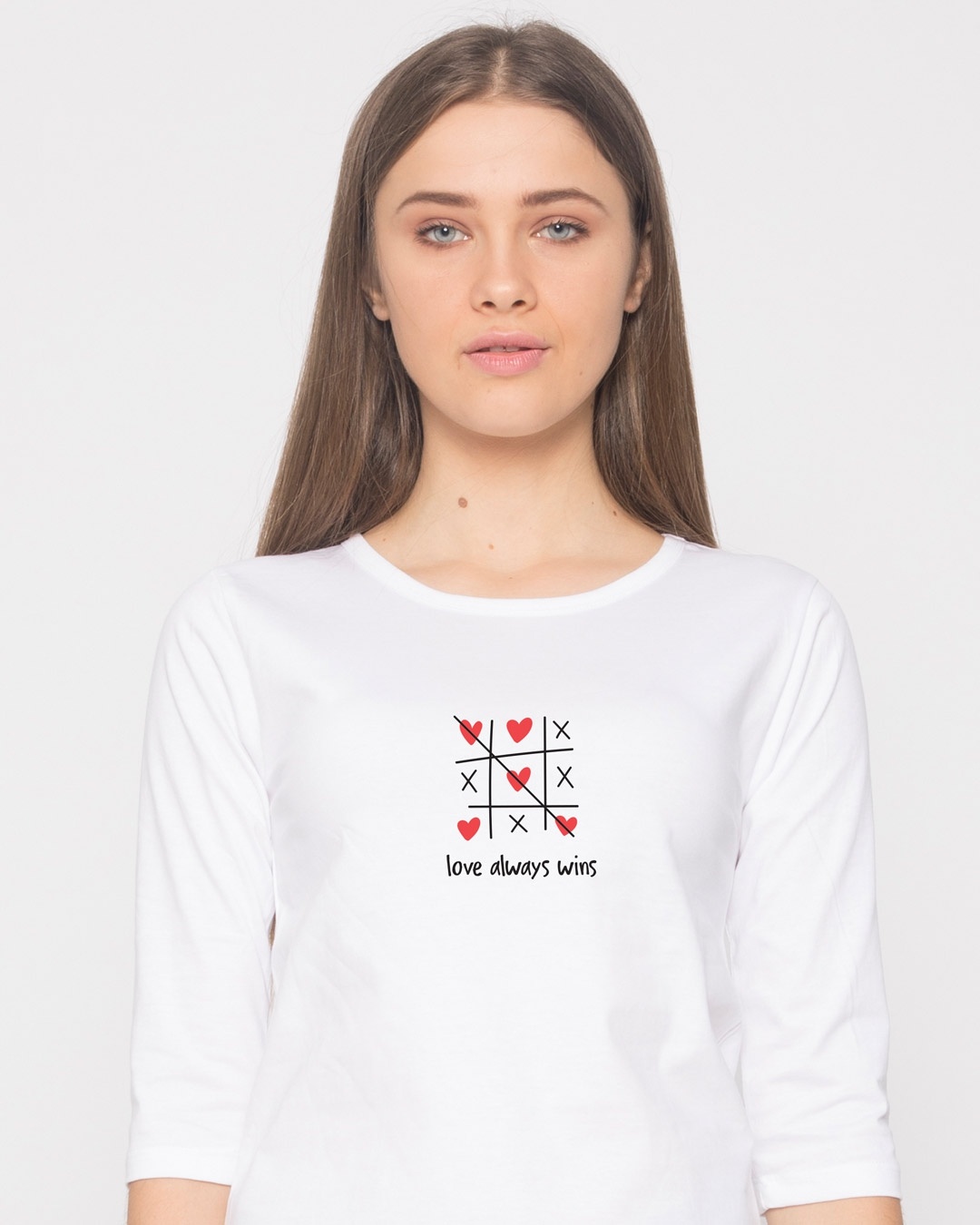 Shop Love Always Wins Round Neck 3/4th Sleeve T-Shirt-Front