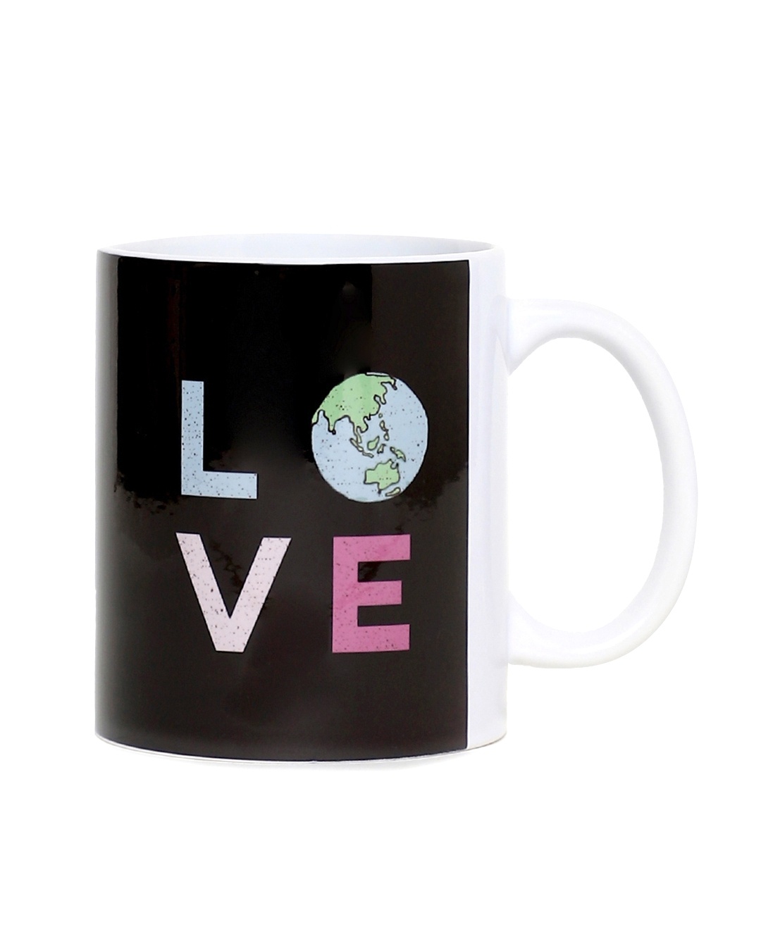 Shop LOVE Ceramic Mug,  (320ml, Black, Single Piece)-Front