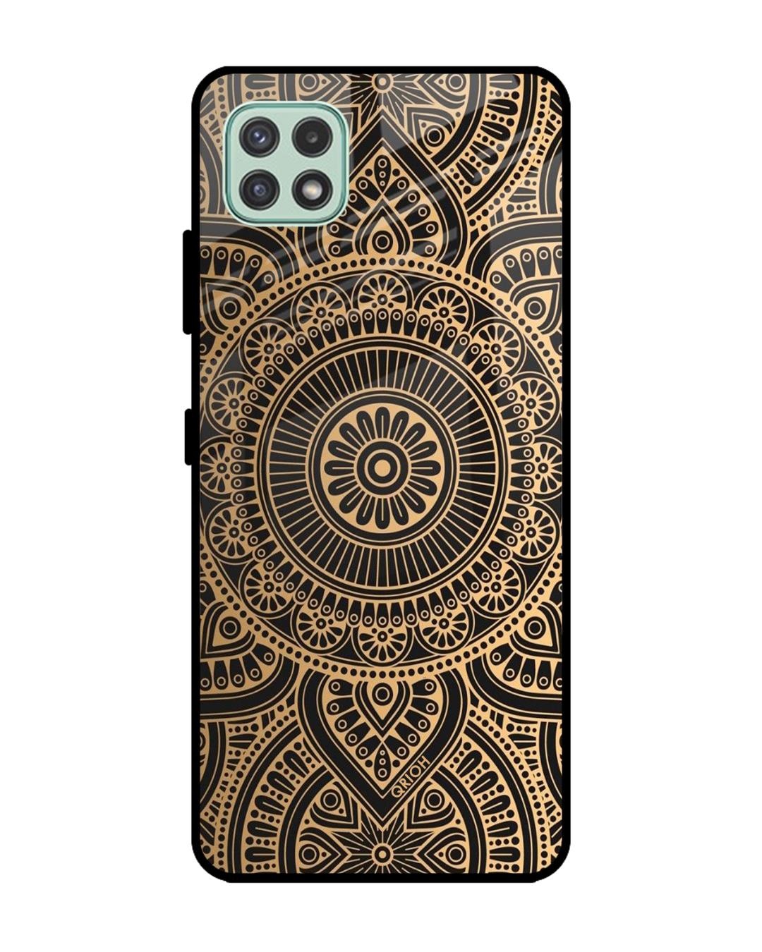 Shop Luxury Mandala Printed Premium Glass Cover For  A22 5G(Impact Resistant, Matte Finish)-Front