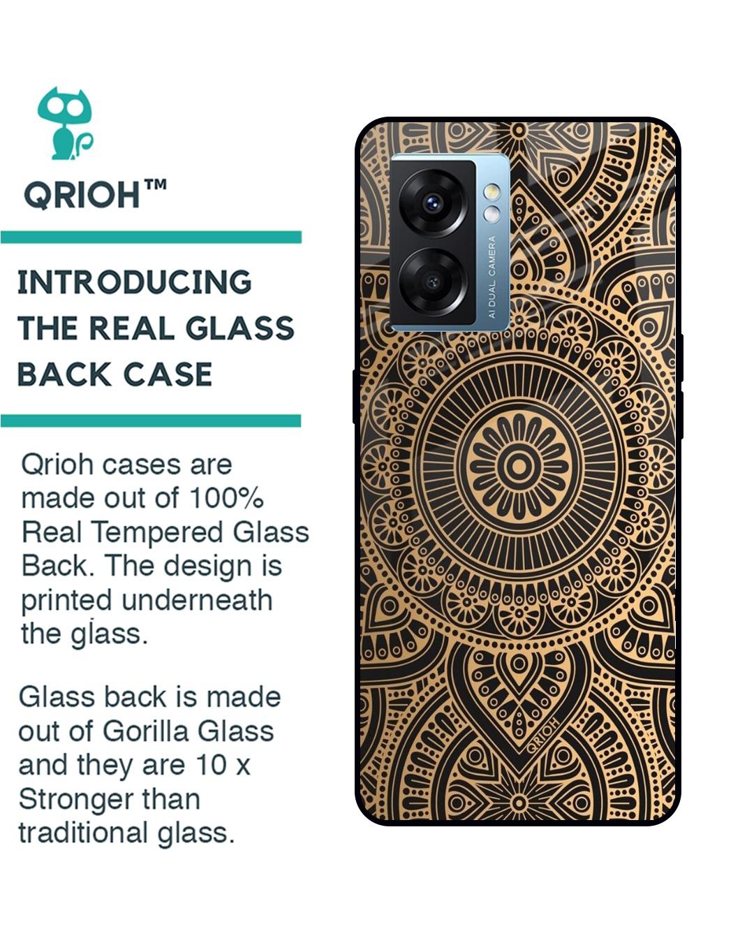 Shop Luxury Mandala Printed Premium Glass Cover for Oppo K10 5G (Shock Proof, Scratch Resistant)-Back