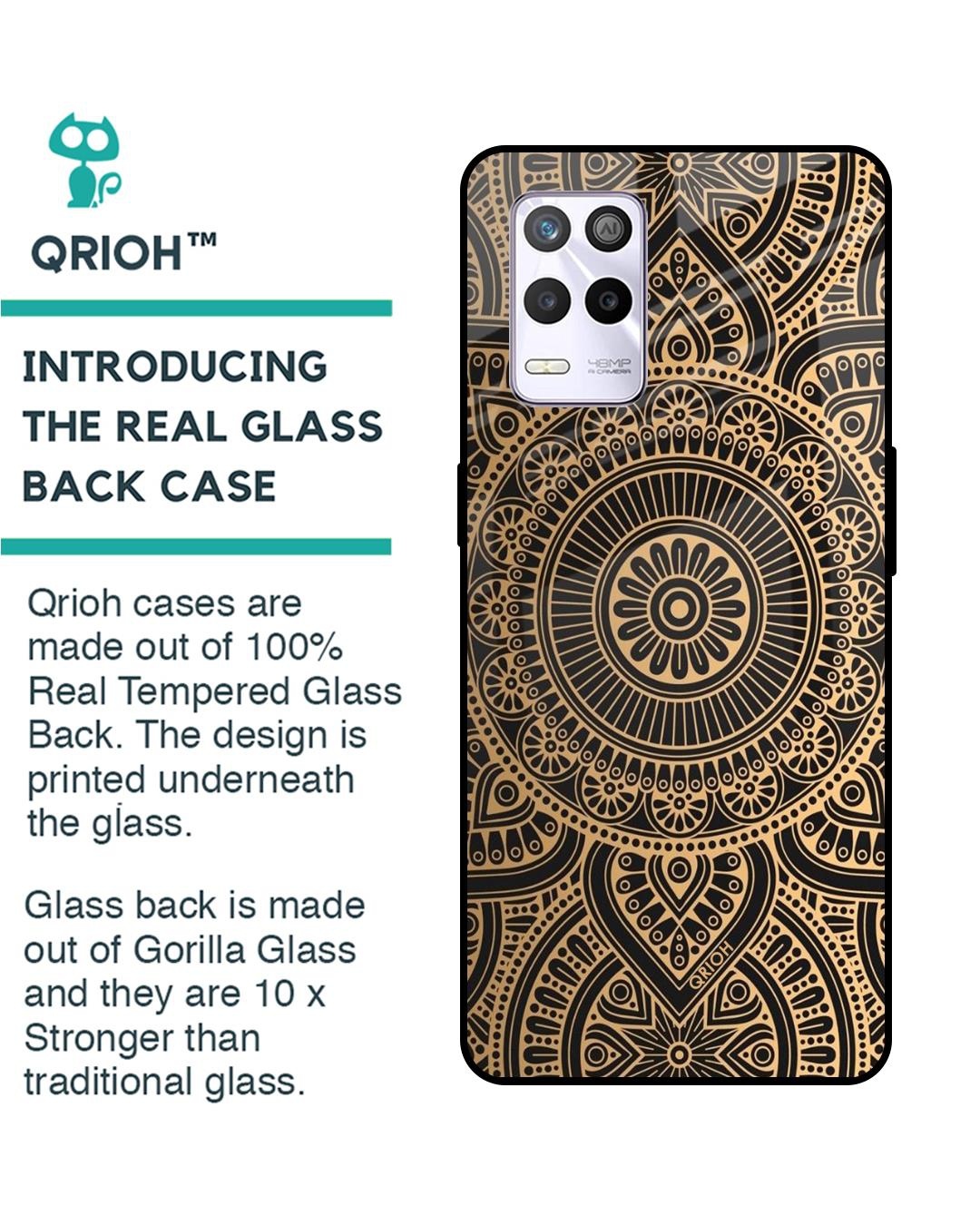 Shop Luxury Mandala Printed Premium Glass Cover for Realme 9 5G (Shock Proof, Scratch Resistant)-Back