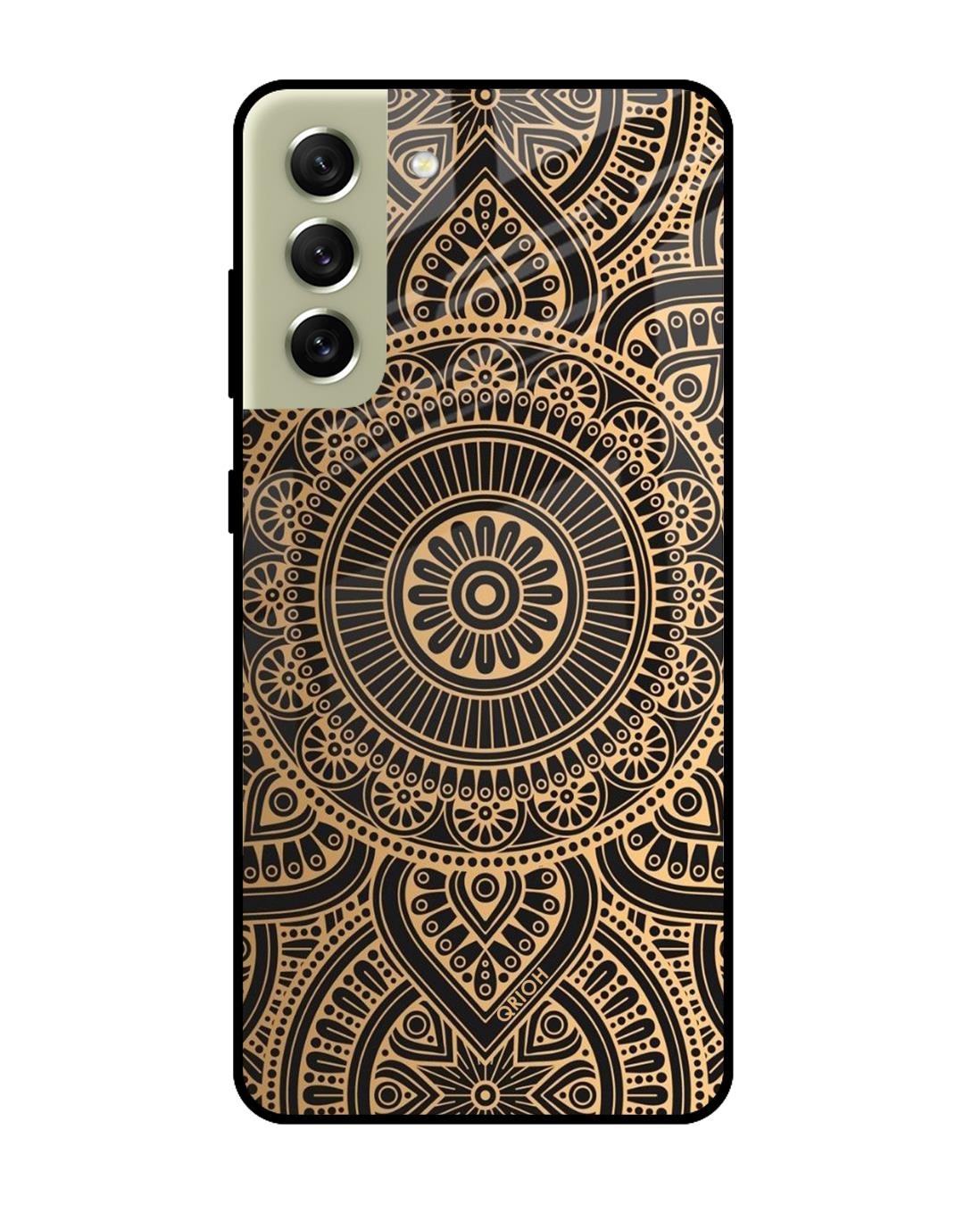 Shop Luxury Mandala Printed Premium Glass Cover For  S21 FE 5G(Impact Resistant-Front