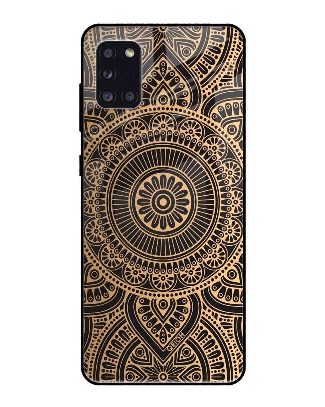 Shop Luxury Mandala Printed Premium Glass Cover For Samsung Galaxy A31(Impact Resistant, Matte Finish)-Front
