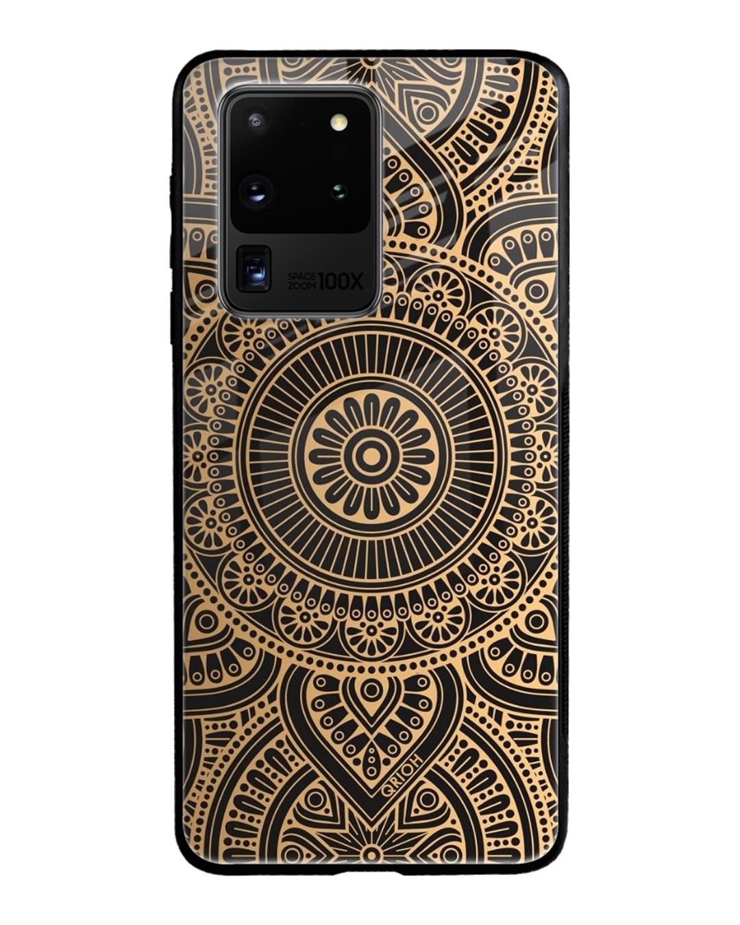 Shop Luxury Mandala Printed Premium Glass Cover For Samsung Galaxy S20 Ultra(Impact Resistant-Back