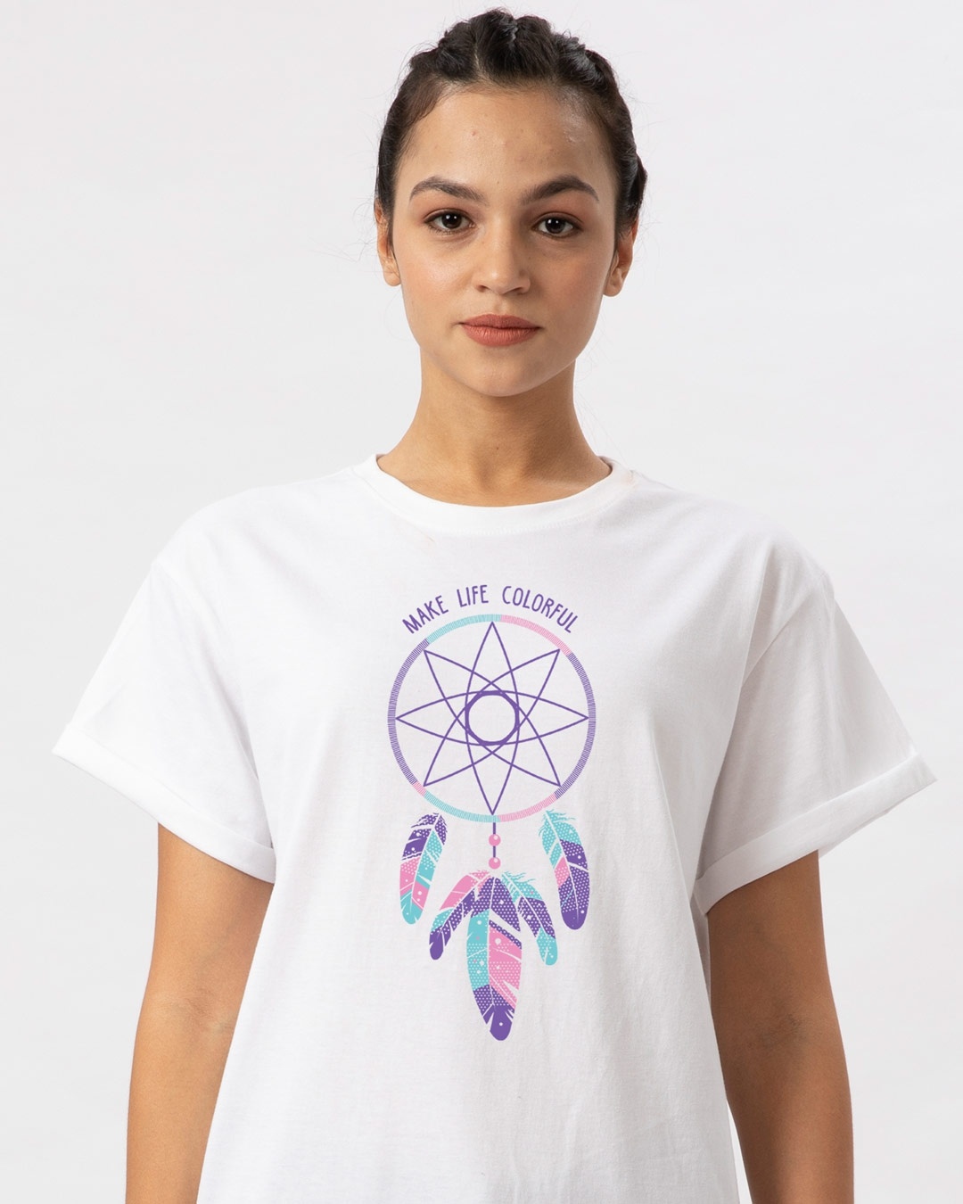Shop Make Life Colorful Boyfriend T-Shirt-Front