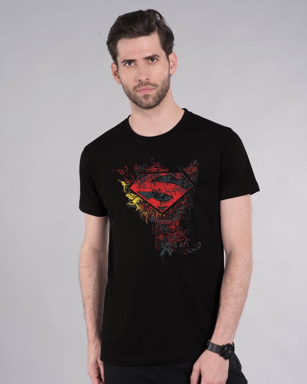 Shop Man Of Steel Emblem Half Sleeve T-Shirt (SL)-Back