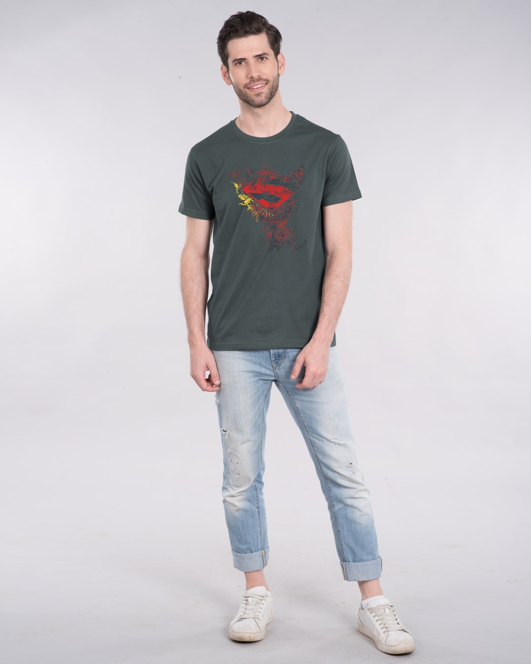 Shop Man Of Steel Emblem Half Sleeve T-Shirt (SL)-Full