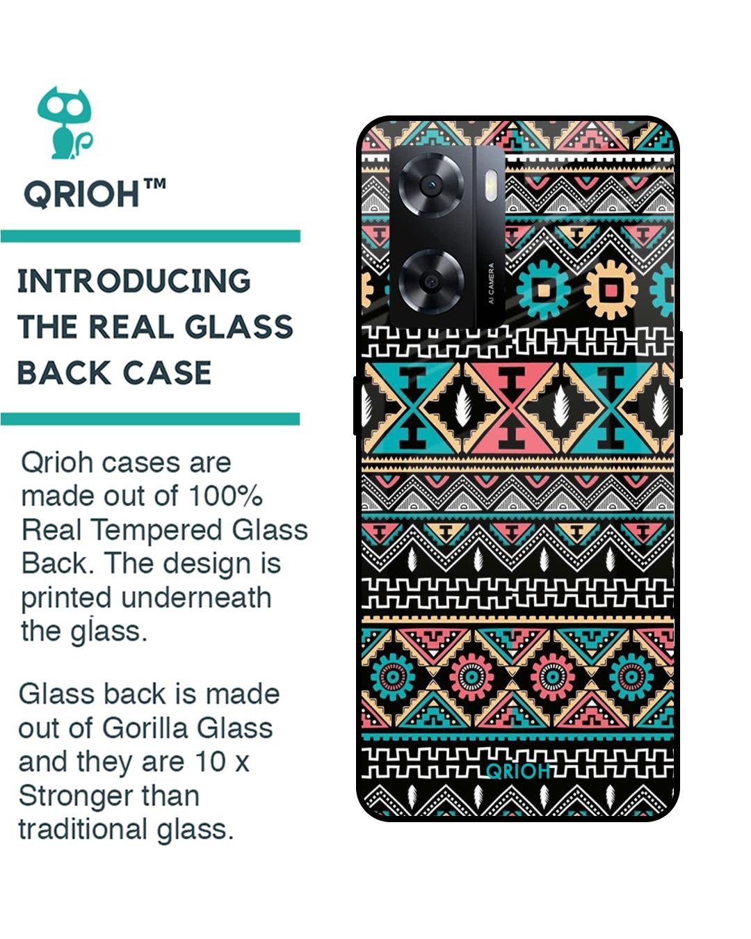 Shop Mandala Pattern Printed Premium Glass Cover for Oppo A57 4G (Shock Proof, Scratch Resistant)-Back