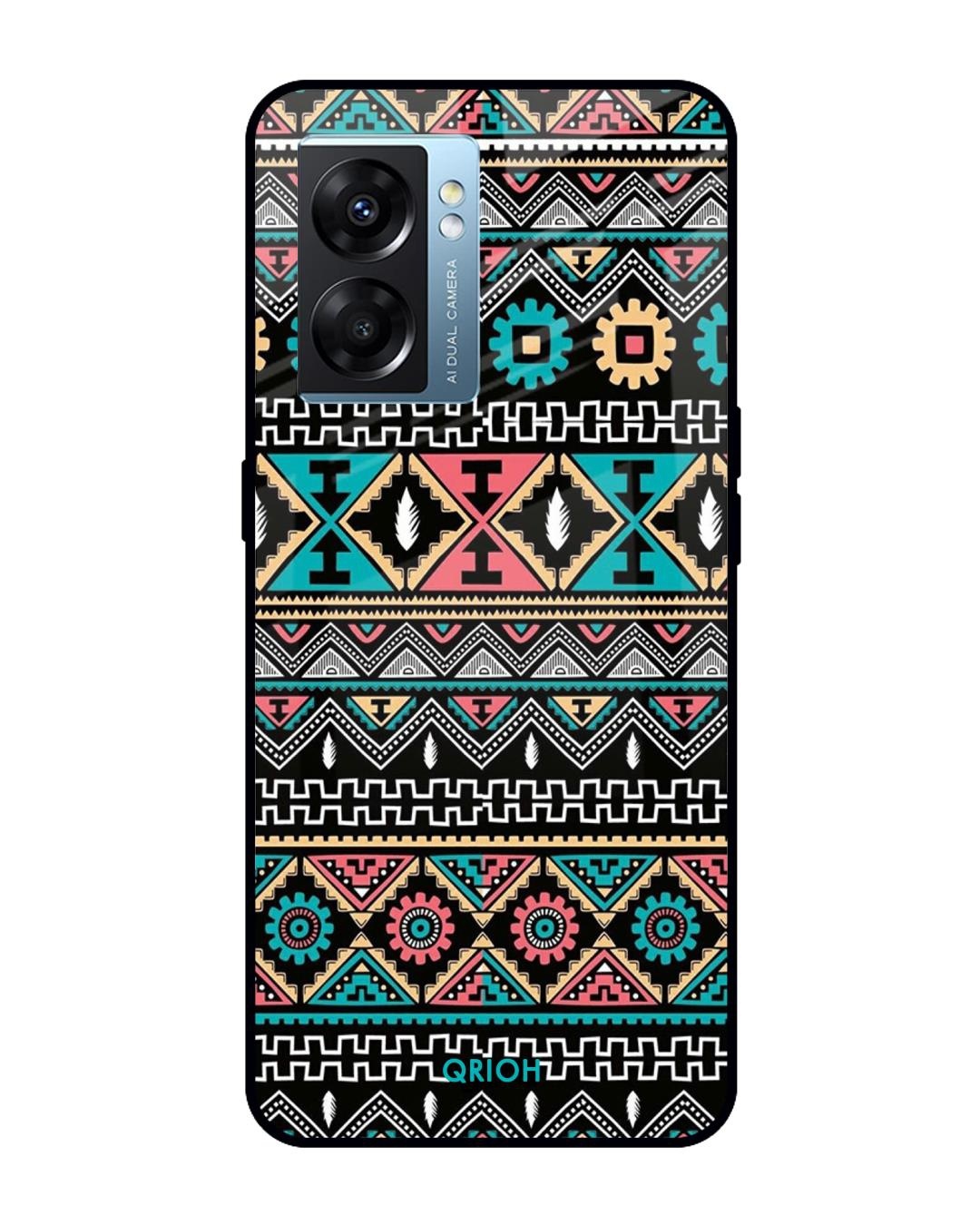 Shop Mandala Pattern Printed Premium Glass Cover for Oppo K10 5G (Shock Proof, Scratch Resistant)-Front