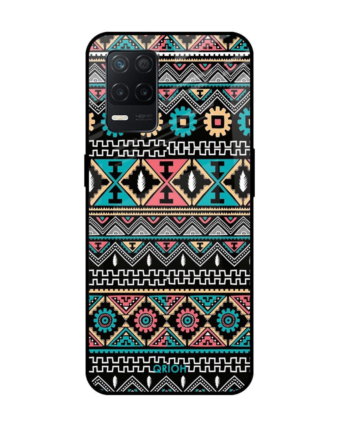 Shop Mandala Pattern Printed Premium Glass Cover for Realme 8 5G (Shock Proof, Scratch Resistant)-Front