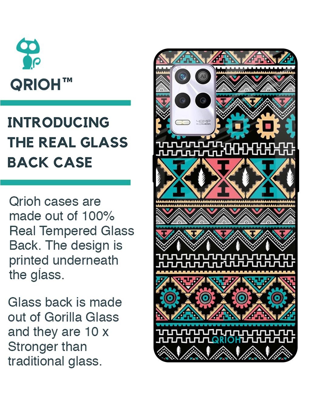 Shop Mandala Pattern Printed Premium Glass Cover for Realme 9 5G (Shock Proof, Scratch Resistant)-Back