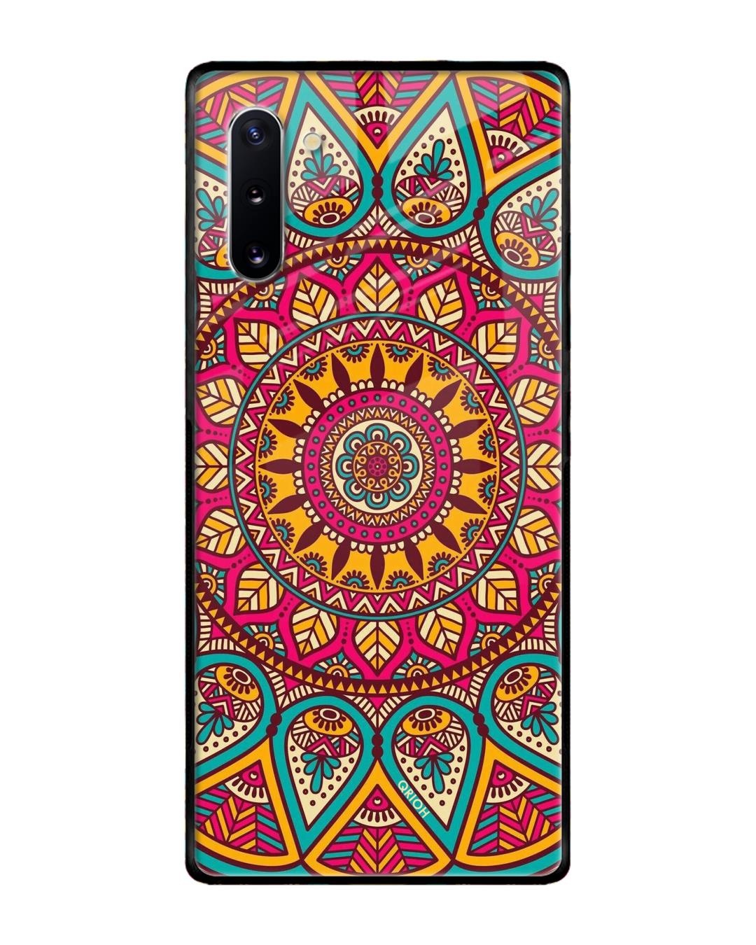 Shop Mandala Printed Premium Glass Cover For Samsung Galaxy Note 10(Impact Resistant, Matte Finish)-Back