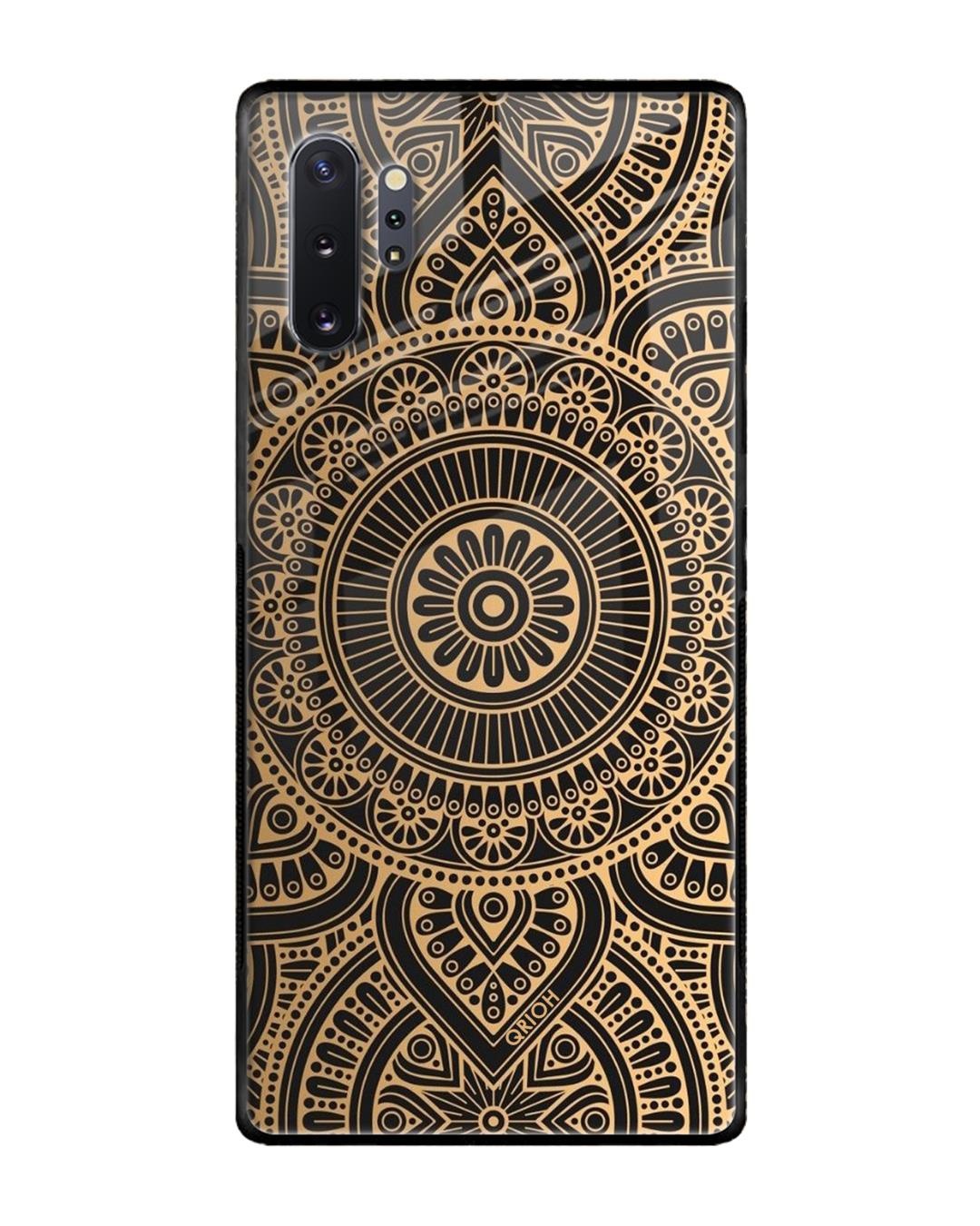 Shop Mandala Printed Premium Glass Cover For Samsung Galaxy Note 10 Plus(Impact Resistant, Matte Finish)-Back