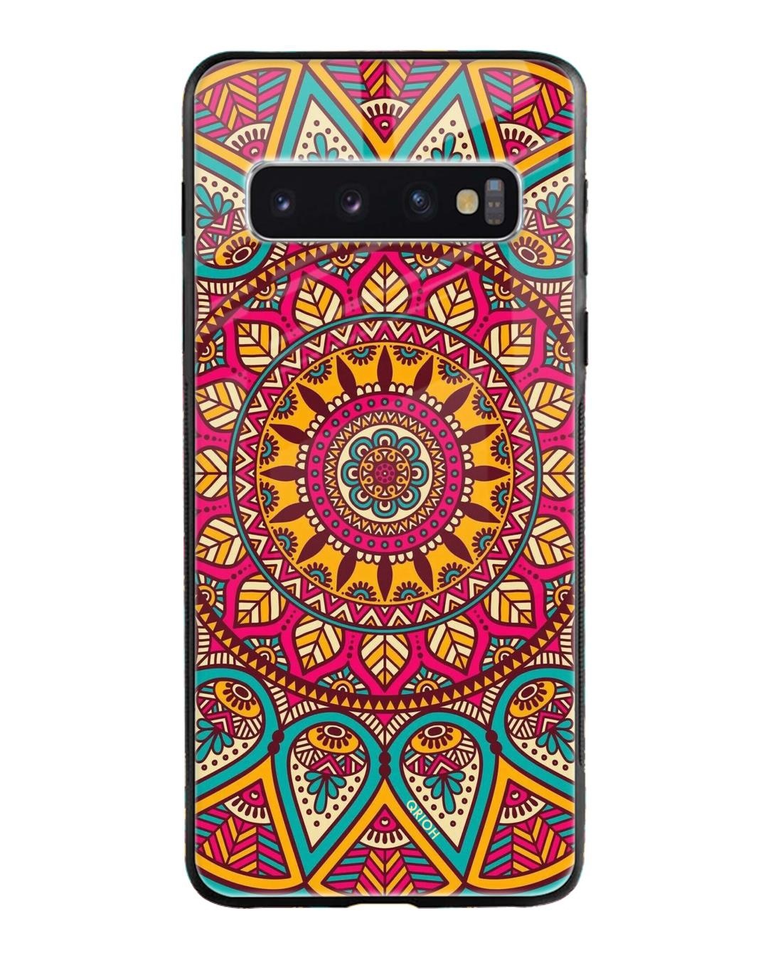 Shop Mandala Printed Premium Glass Cover For Samsung Galaxy S10 Plus(Impact Resistant, Matte Finish)-Front