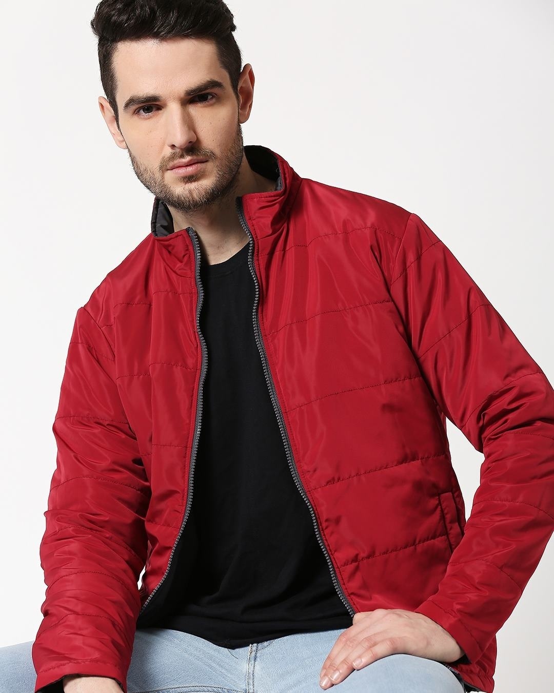 Shop Maroon Chill Block Reversible Puffer Jacket-Back