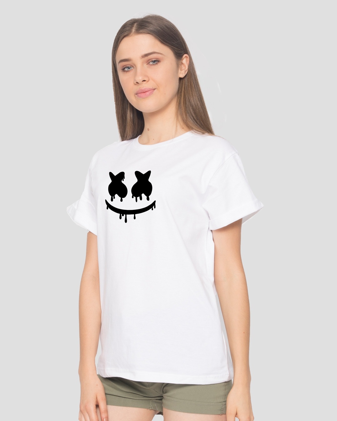 Shop Marshmello Mask Boyfriend T-Shirt-Back