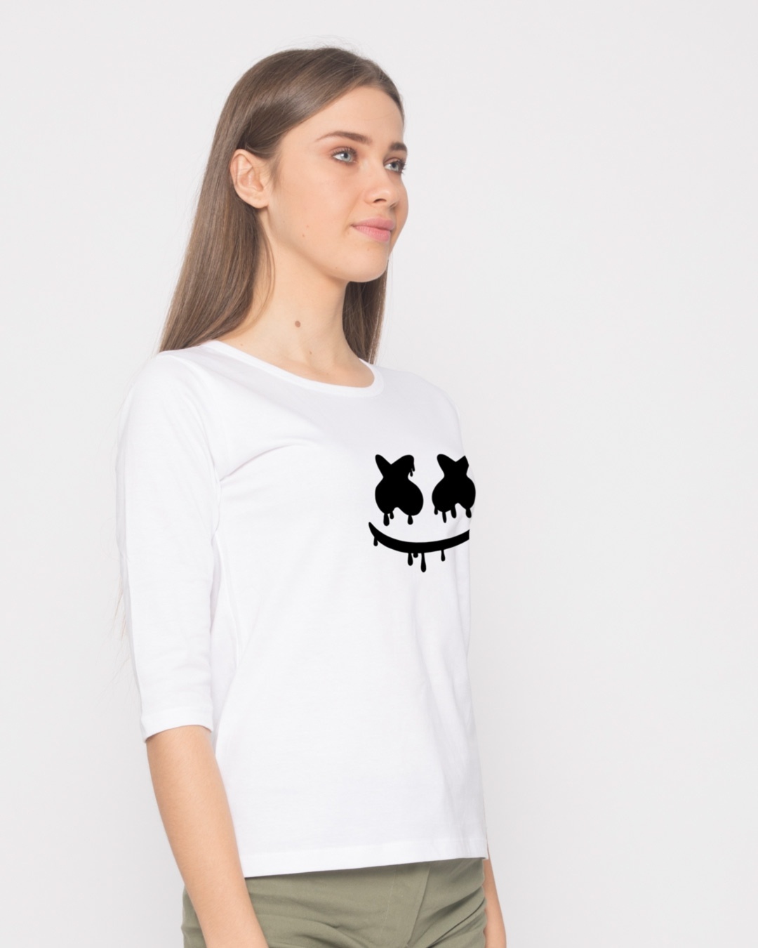 Shop Marshmello Mask Round Neck 3/4th Sleeve T-Shirt-Back