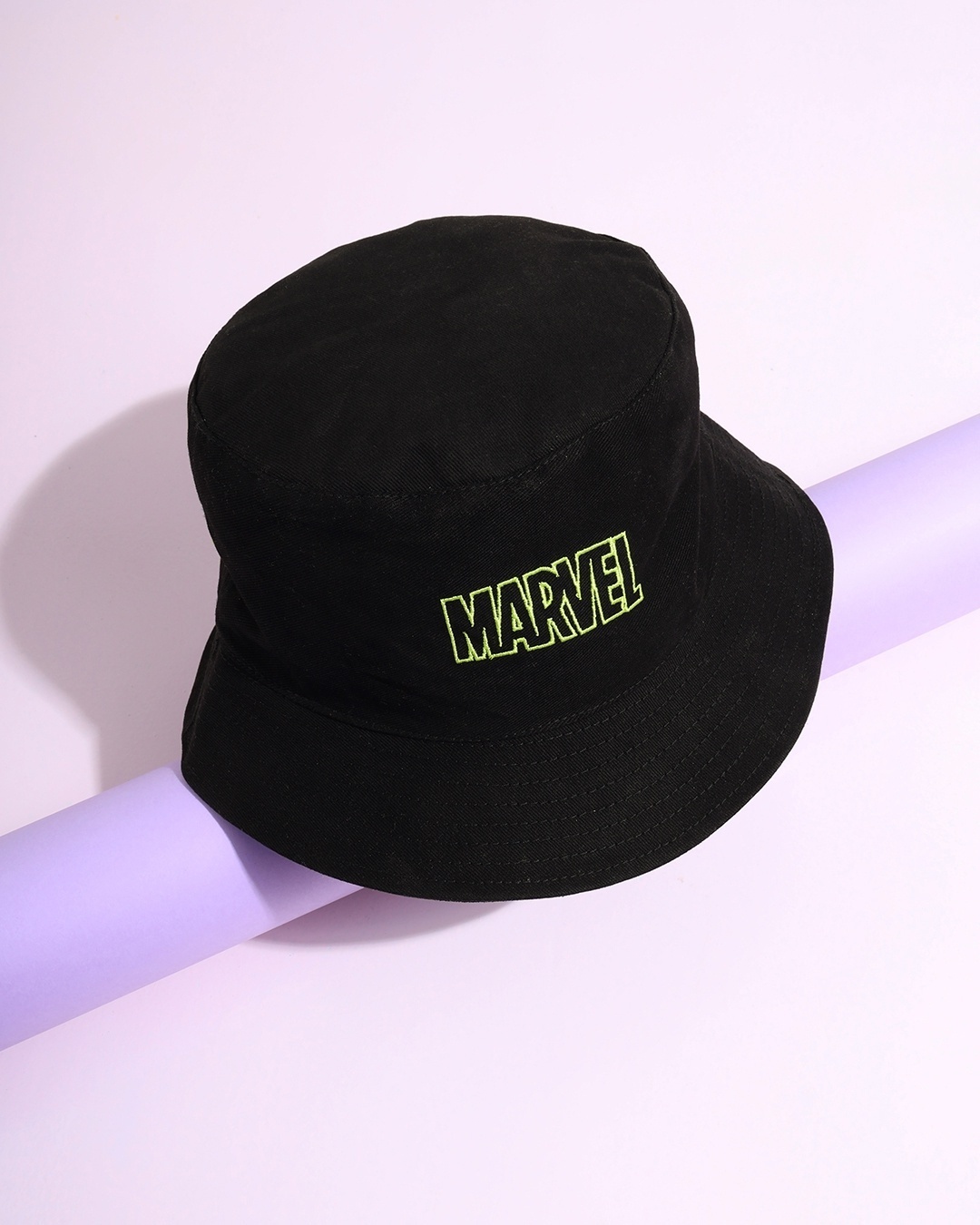 Shop Marvel Black Bucket Hat-Front