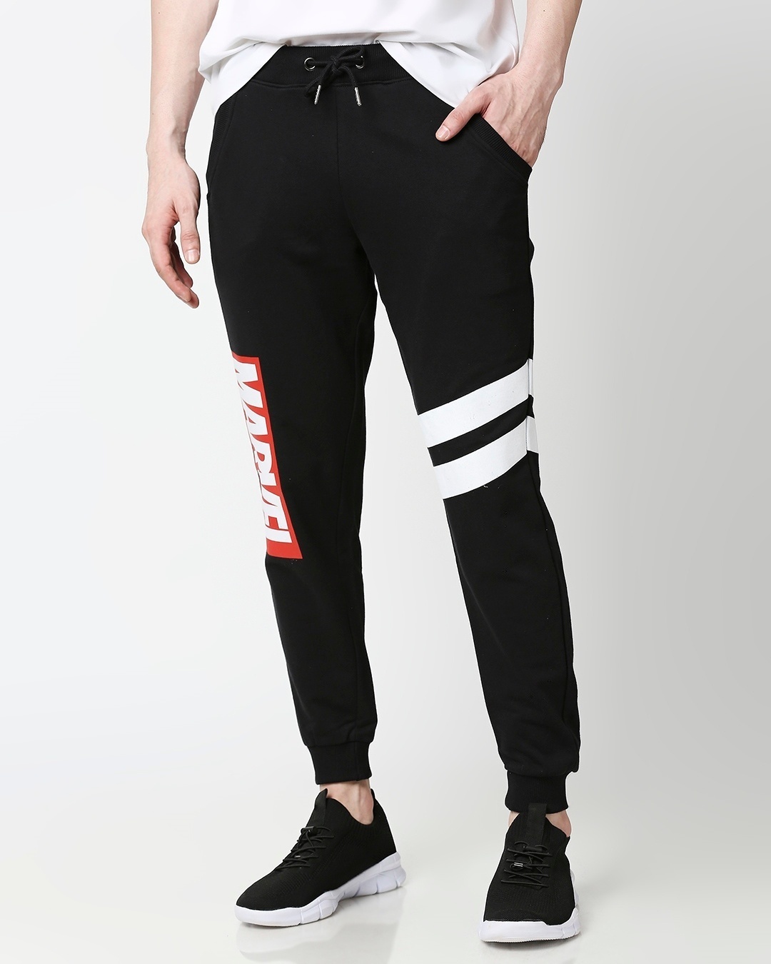 Buy Marvel Joggers (AVL) for Men black Online at Bewakoof