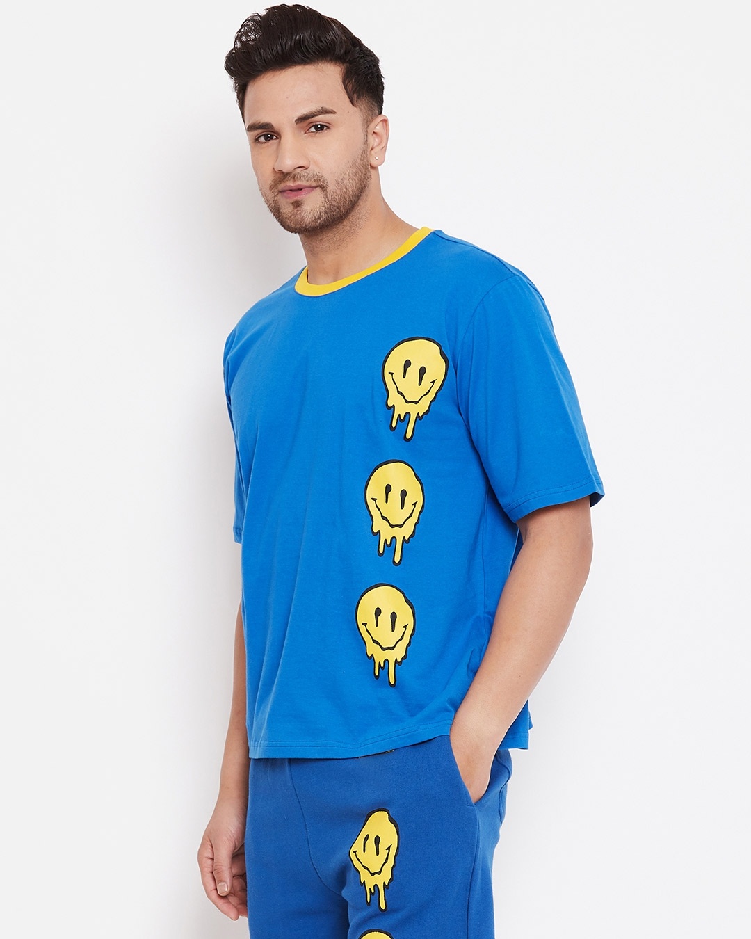 Shop Melted Smiley Oversized Graphic Tshirt-Back