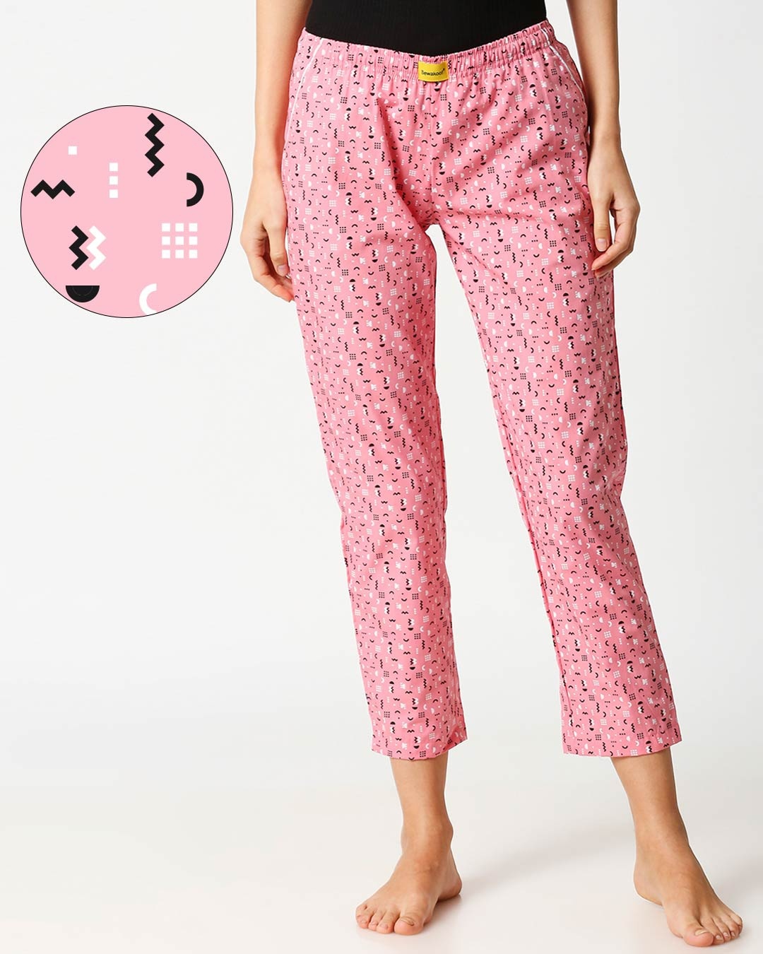 Shop Women's Pink All Over Printed Pyjamas-Front