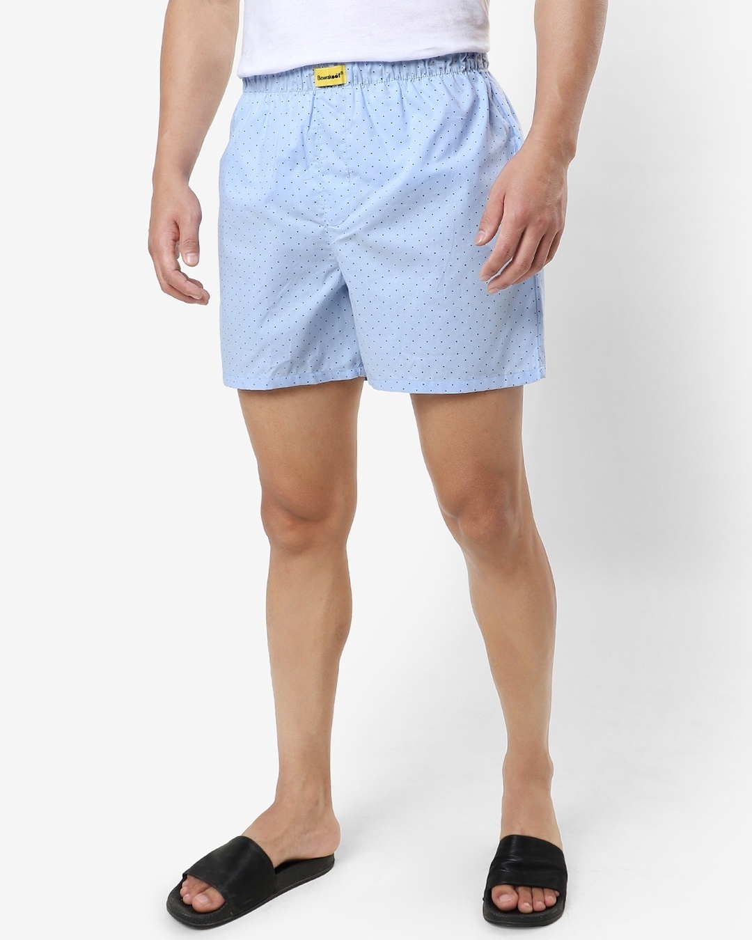 Shop Men's Blue All Over Self Design Printed Boxers-Back