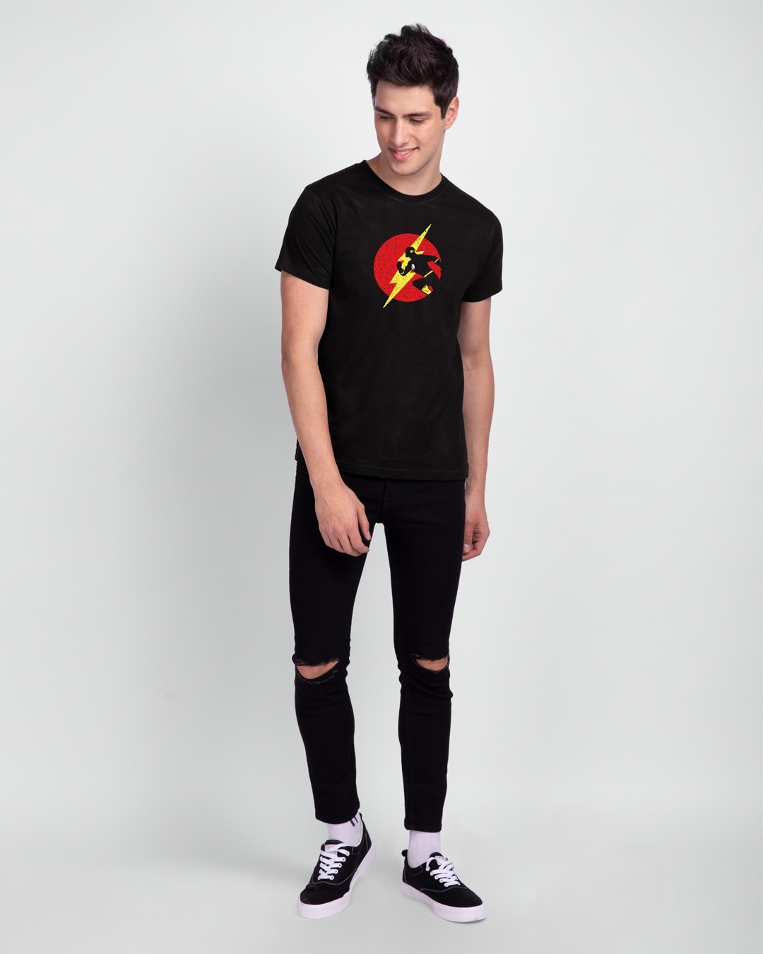 Shop Men's Black Runner Flash (FL) Graphic Printed T-shirt-Design